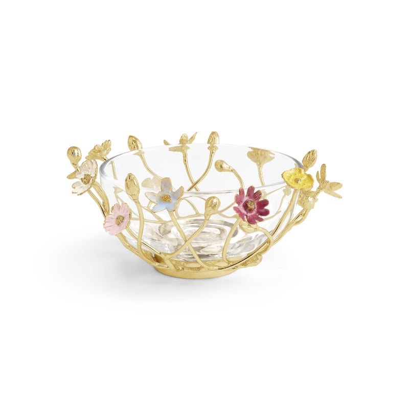 Wildflowers Small Glass Bowl - Elegant Decorative Bowl for Home Decor, Centerpiece, Candy Dish, or Gift - Perfect for Dining Table, Coffee Table, and Party Decorations
