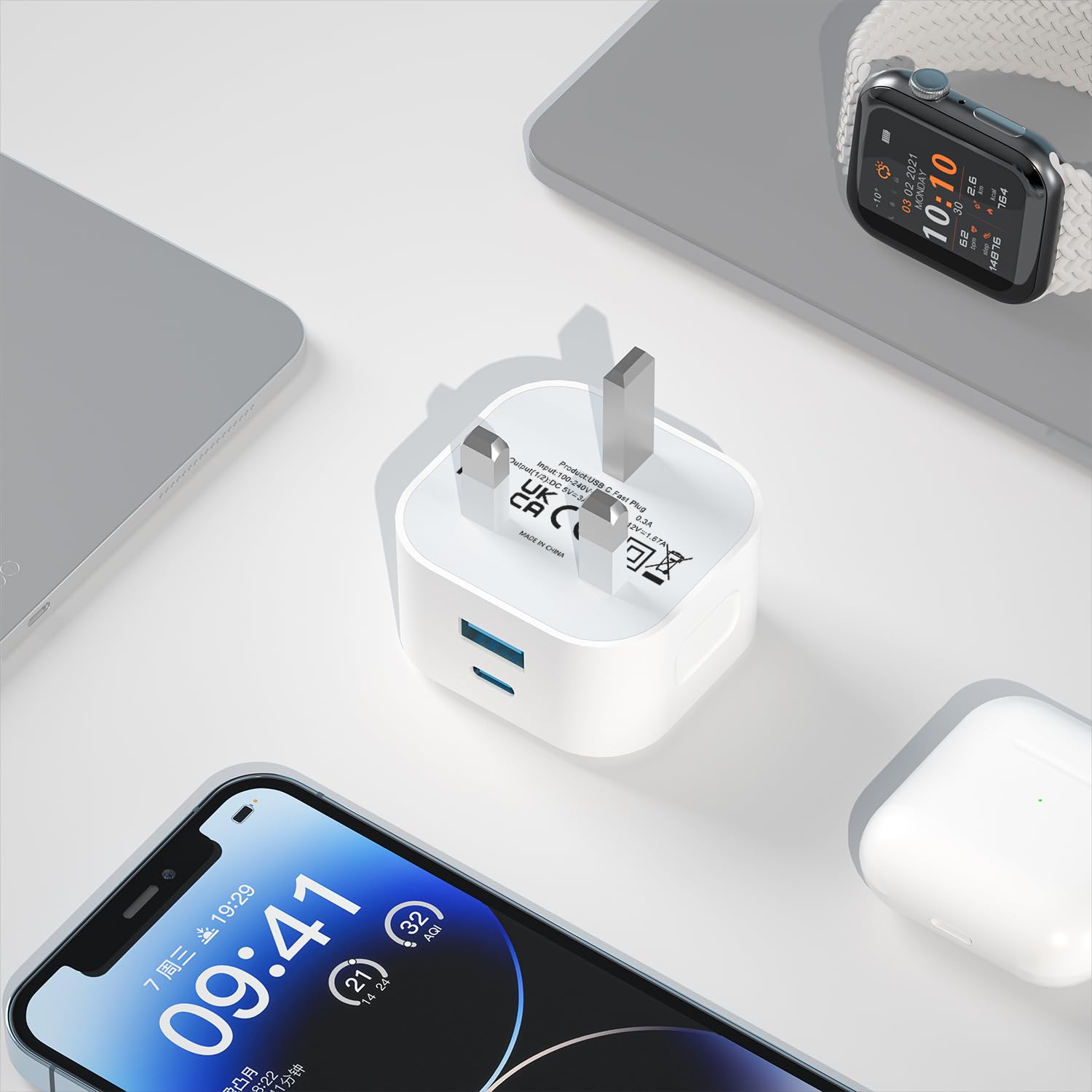 Fast USB C Wall Charger & 1M Type C Cable for iPad Pro 12.9
