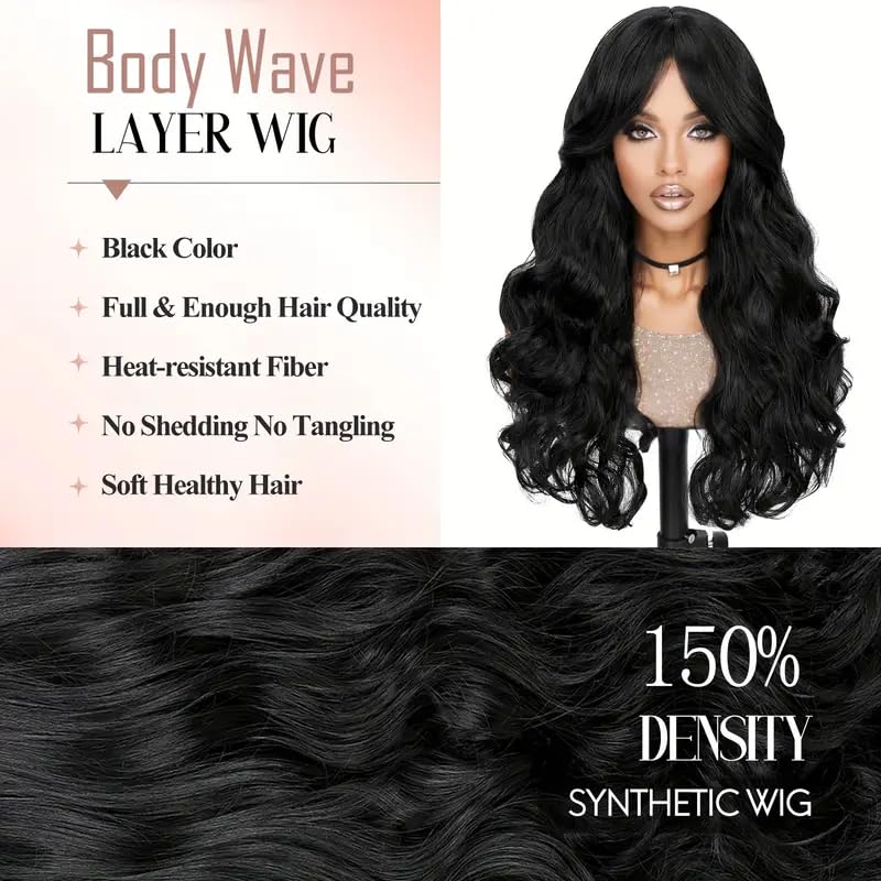 Natural Looking 26 Inch Wavy Long Synthetic Hair Wig for Women | Centre Parting Curly Wig with Wig Cap & Comb | Perfect for Alopecia, Chemotherapy & Everyday Styling | Heat Resistant & Lightweight for All-Day Comfort