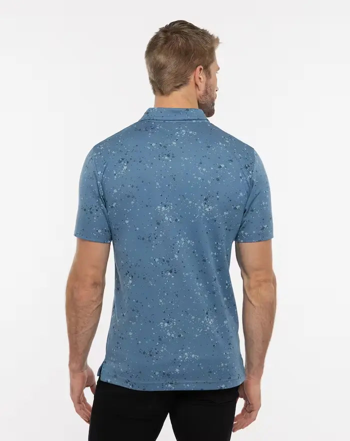 Men's Splatter Print Polo Shirt - Trendy Casual Short Sleeve Button Down for Golf, Work & Everyday Wear