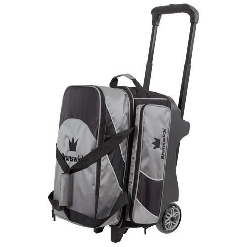 Brunswick Edge Double Roller Bowling Bag for Men & Women - Silver Color, Durable 2-Ball Carrier with Shoulder Strap - Perfect for League Play, Tournaments & Practice Sessions