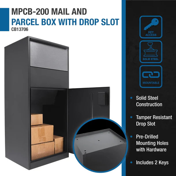 Barska CB13706 Extra Large Locking Parcel Box - Secure Single Compartment Mailbox for Packages | Perfect for Home, Office & Apartment Deliveries