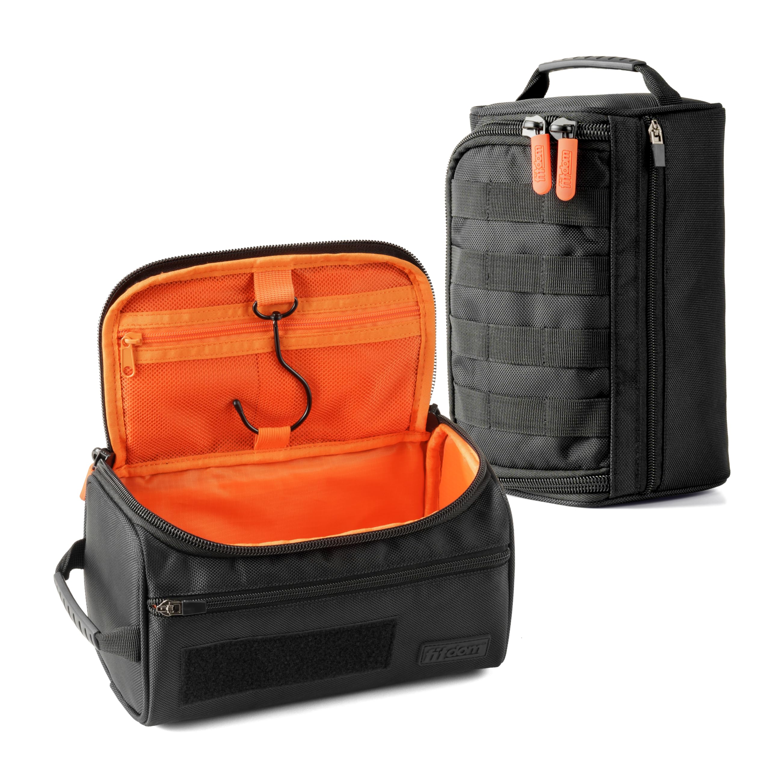 Fitdom Hanging Toiletry Bag for Men - Waterproof Tactical Dopp Kit with Multiple Pockets | Perfect Travel Cosmetic Organizer for Shaving, Toothbrush, Shower Essentials | Great for Camping, Gym & Business Trips