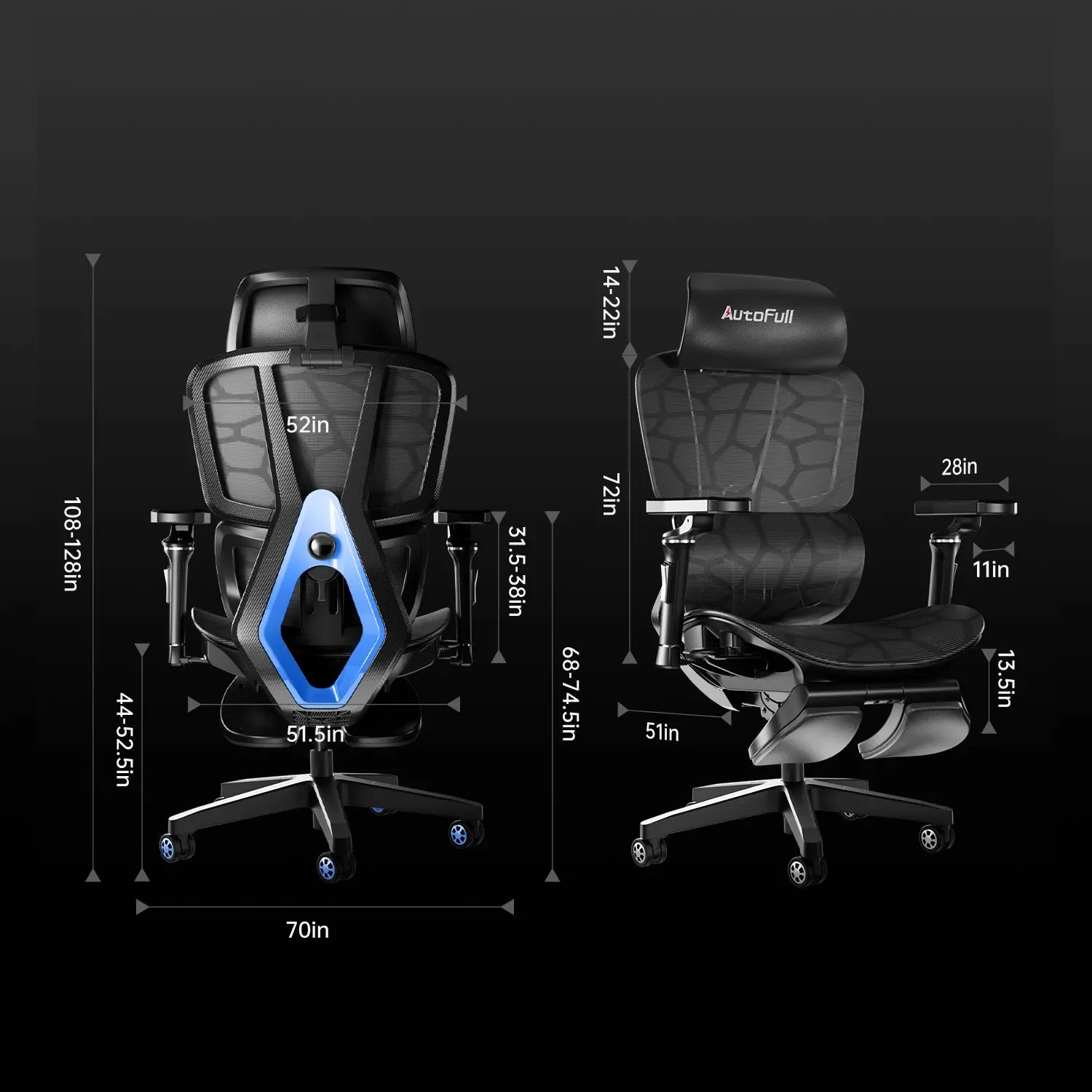 AutoFull G5 Ergonomic Gaming Chair - Adjustable Lumbar Support & Headrest - High Back Racing Style for PC & Office - Perfect for Long Gaming Sessions & Work from Home