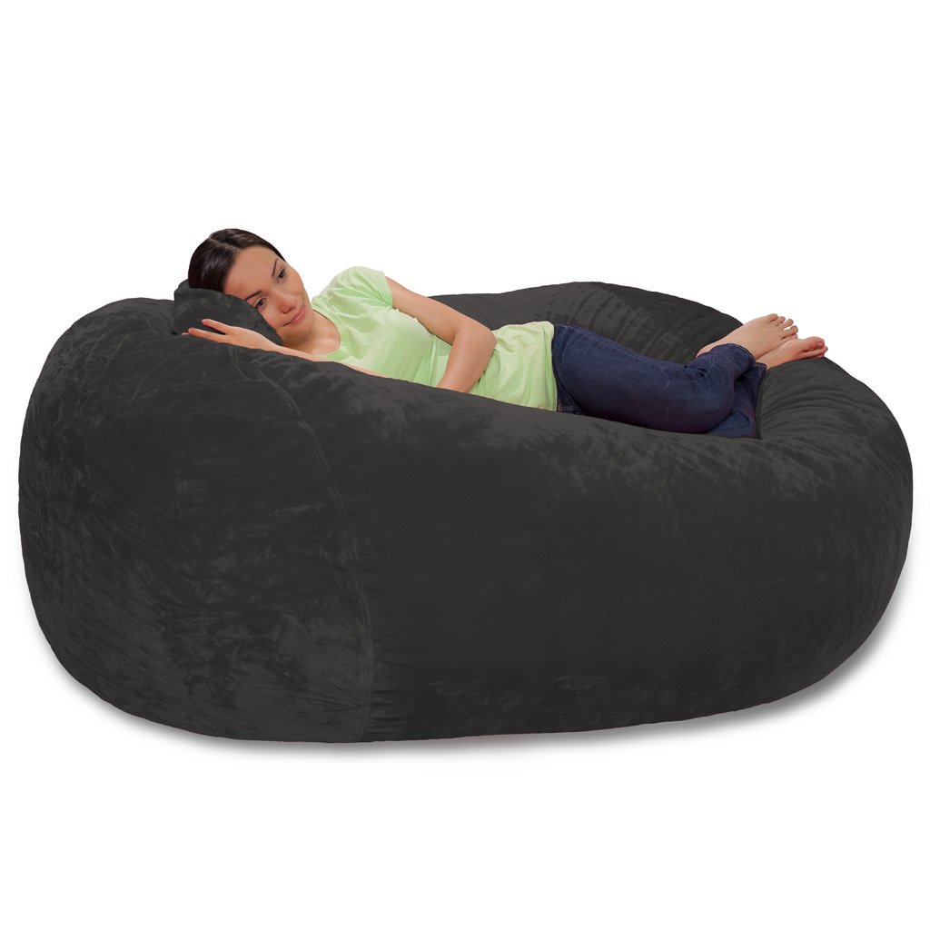 Premium Memory Foam Bean Bag Chair - Ultra Soft Faux Fur Cover, Charcoal Gray - Perfect for Gaming, Lounging & Dorm Room Decor