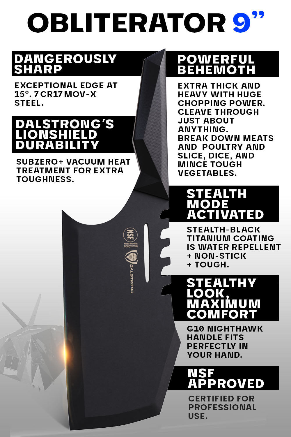 Dalstrong Shadow Black Series 9-Inch Meat Cleaver - NSF Certified Heavy Duty Kitchen Knife for Chopping, Slicing & Butchering Meat | Perfect for Home Chefs & Professional Kitchens