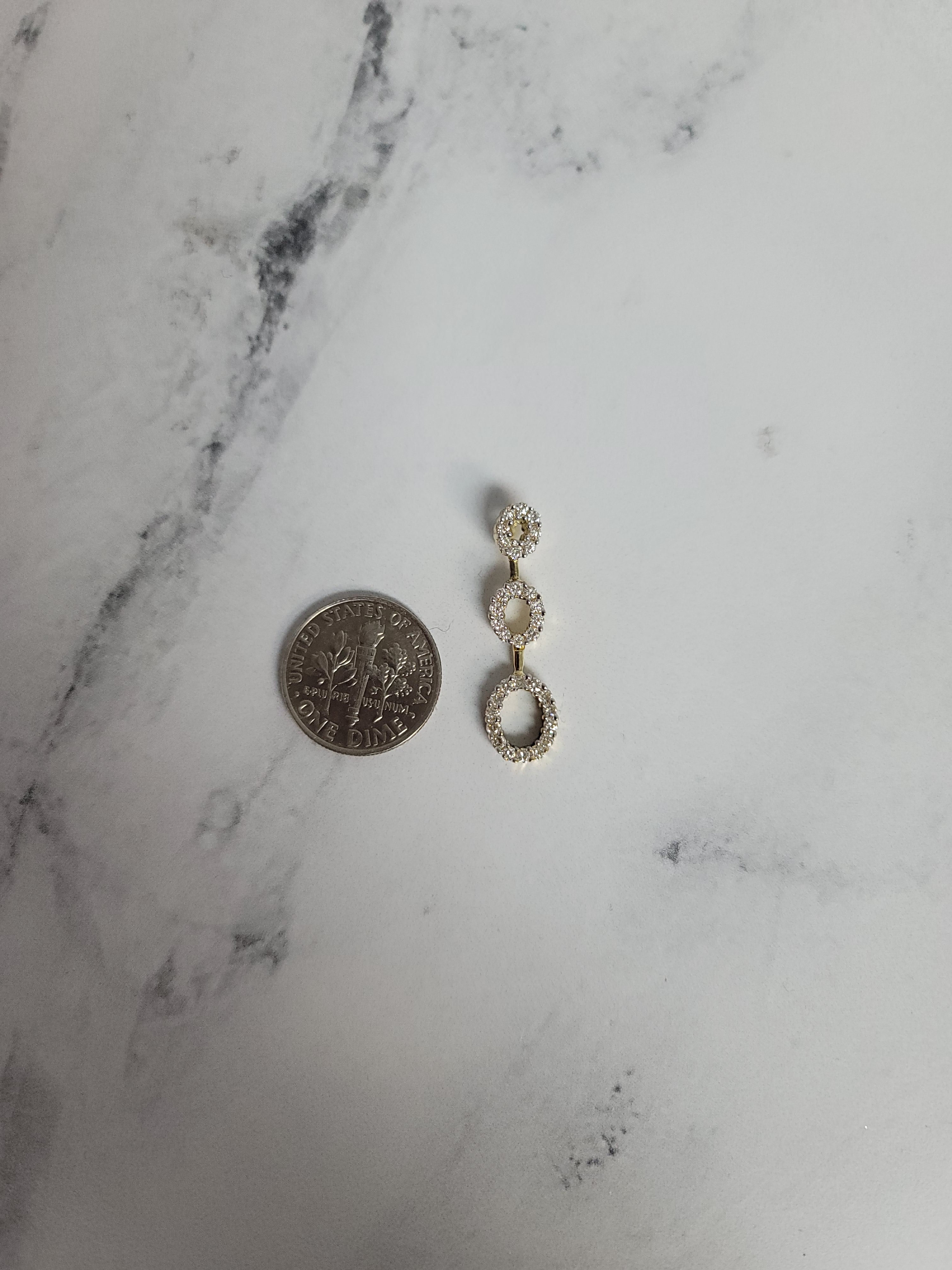 Elegant 14k Yellow Gold Three Vertical Oval Dangling Diamond Necklace .50cttw - Perfect for Weddings, Anniversaries & Special Occasions