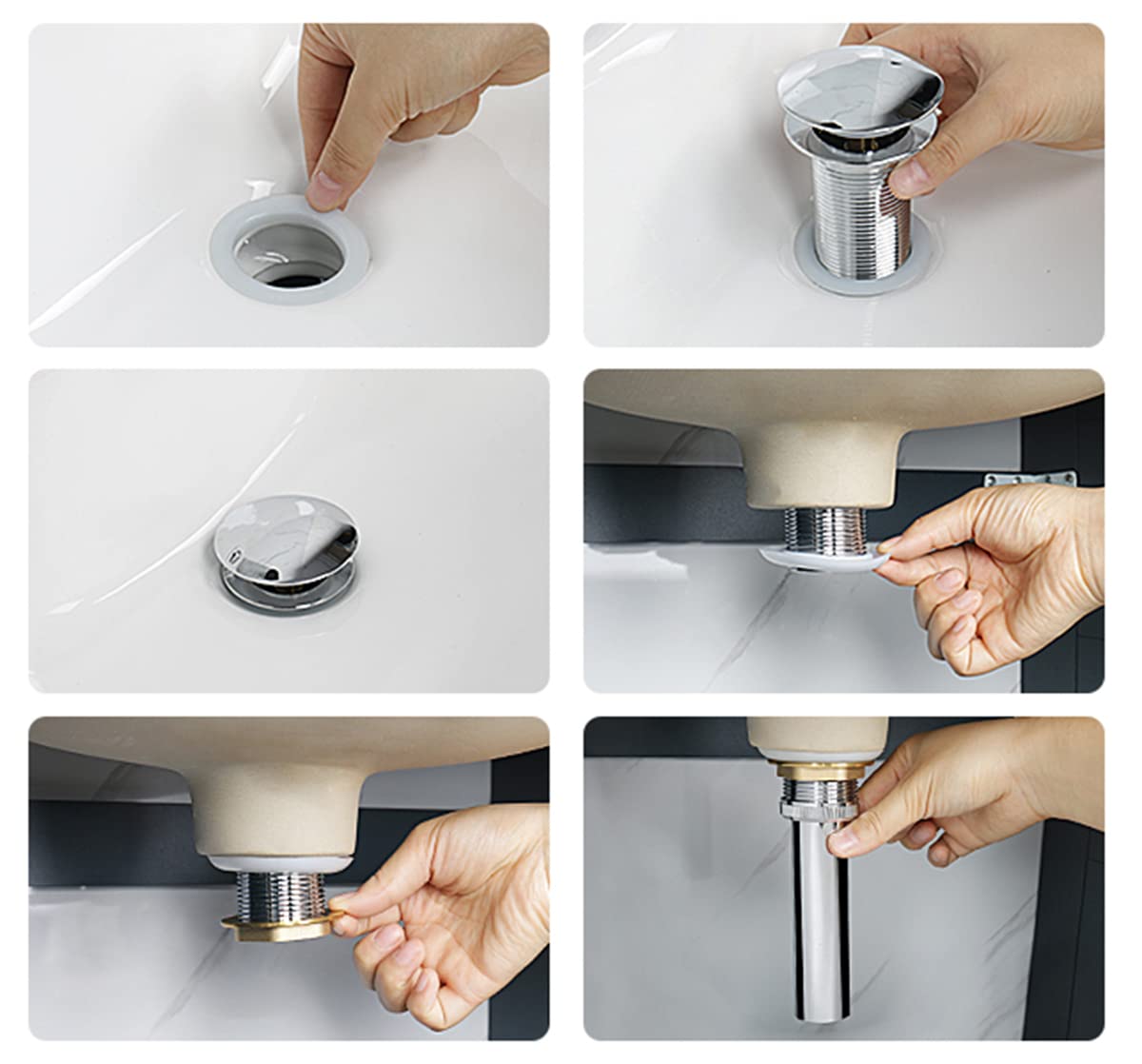 Chrome Pop Up Drain Stopper with Overflow - Bathroom Sink Drain Stopper for Lavatory Vanity - Perfect for Bathroom Sink, Kitchen Sink & Bathtub Drainage