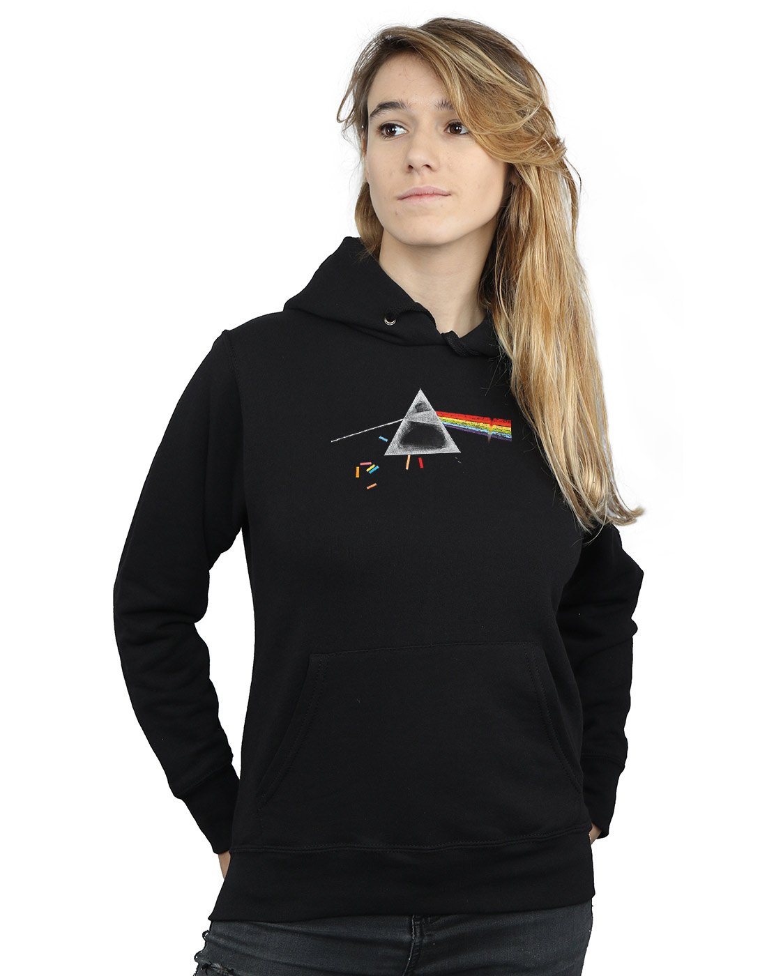 Pink Floyd Women's Chalk Prism Hoodie Sweatshirt - Vintage Band Graphic Pullover for Concerts & Casual Wear