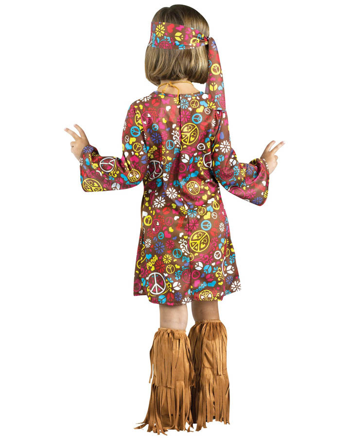 60s Peace and Love Hippie Girls Toddler Costume - Vintage 1960s Flower Child Outfit for Baby Girls - Perfect for Halloween, Dress Up Parties & Theme Events