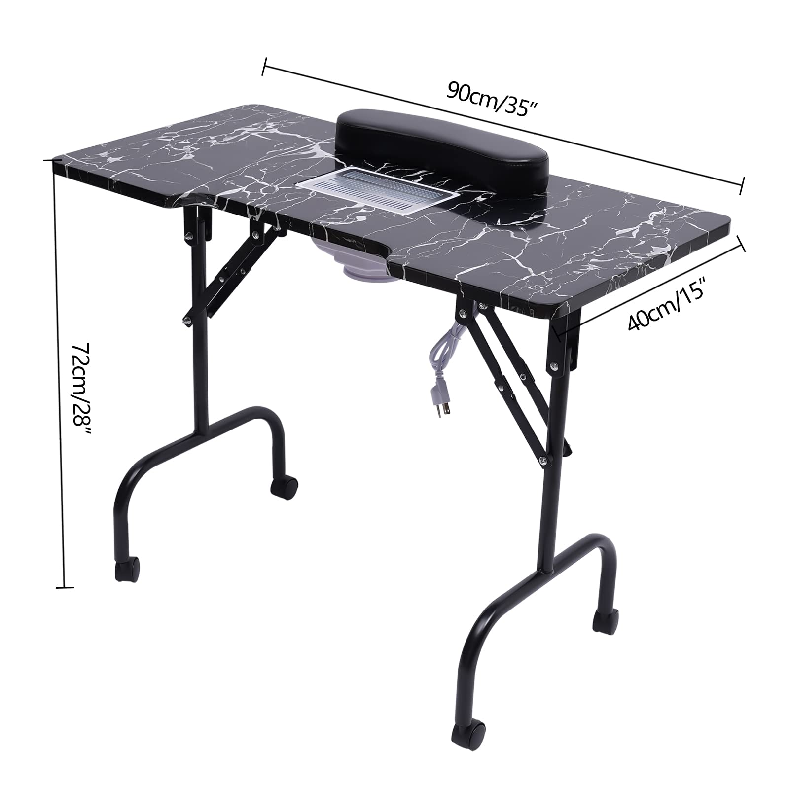 Foldable Manicure Table with Dust Collector - Portable Nail Salon Desk for Professionals & Home Use | Beauty Salon, Barber Shop & Home Manicure Station | Compact & Space-Saving Design for Small Spaces