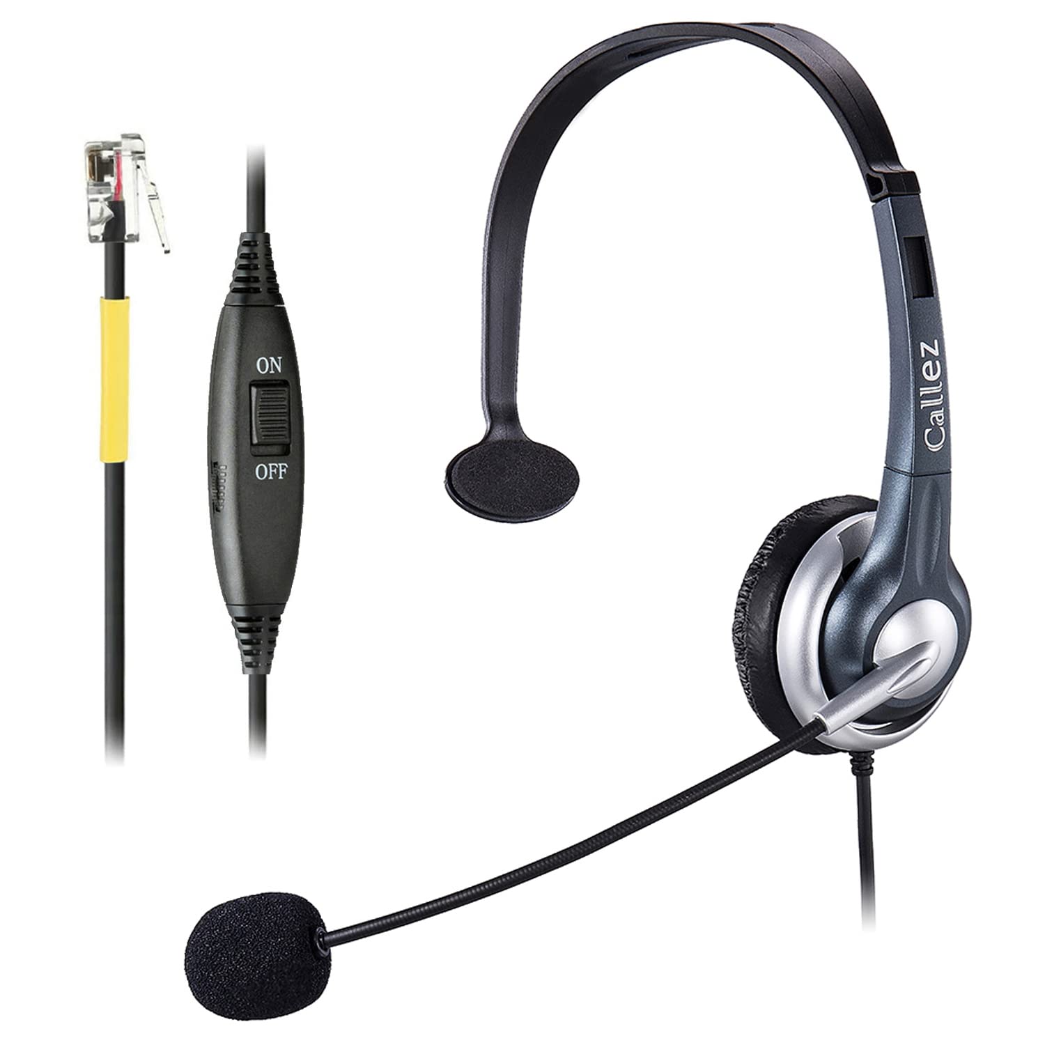 RJ9 Office Phone Headset with Noise Cancelling Microphone - Compatible with Yealink T46S/T42S/T48S, Avaya 1608/9608, Cisco & More - Perfect for Call Centers & Remote Work