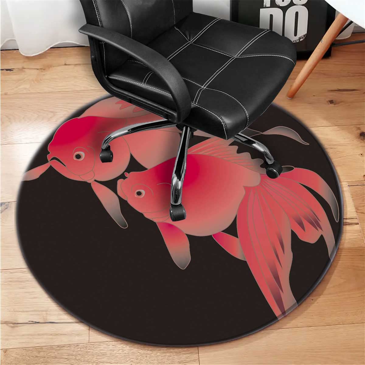 Retro Japanese Style Computer Chair Mat for Carpet Floors - 35 Inch Office Chair Floor Protector for Home & Office Workspace - Perfect for Gaming, Studying, and Remote Work