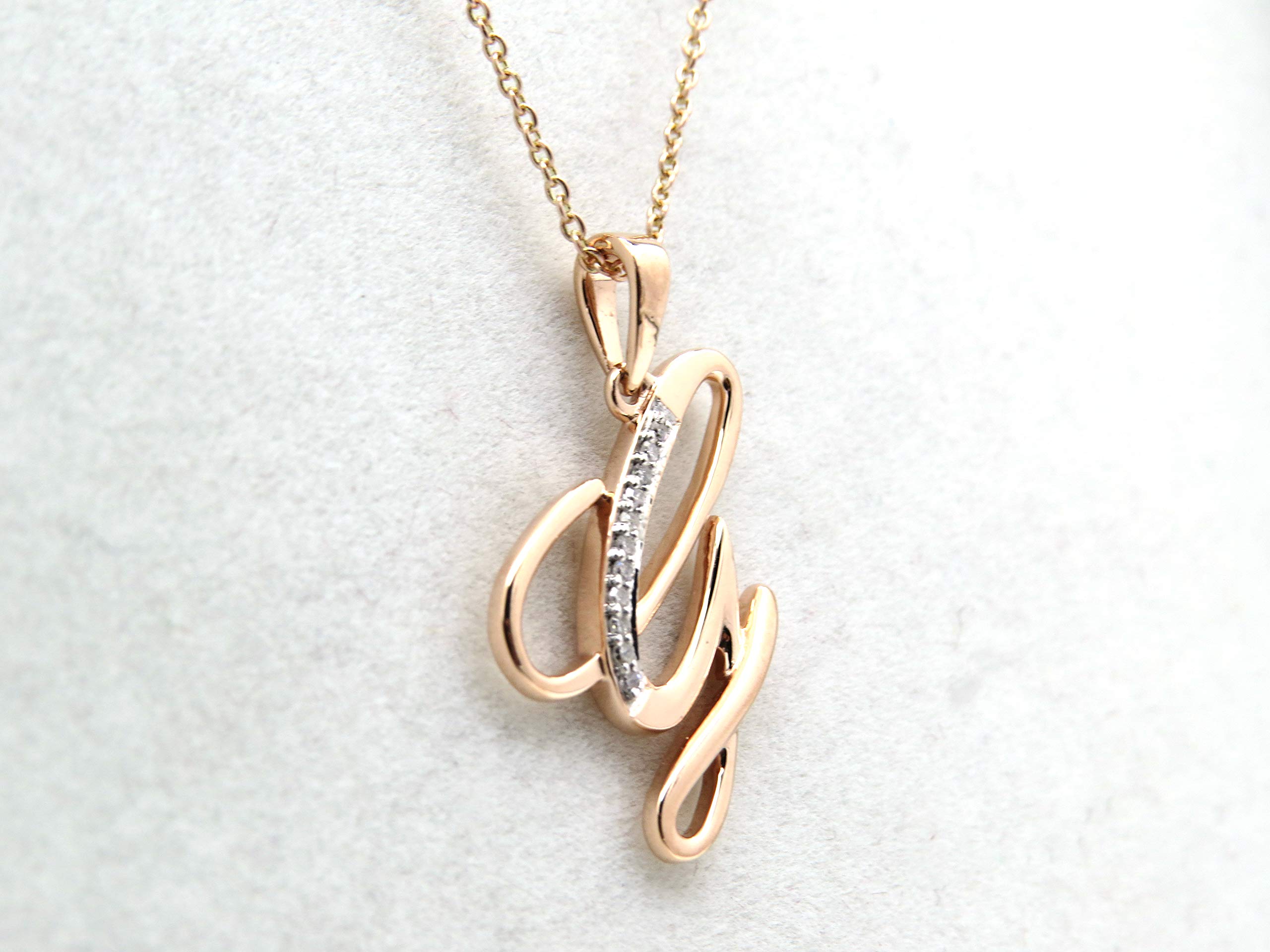 Dazzlingrock 10K Rose Gold Initial 'G' Pendant Necklace with 0.05 Cttw Round Diamonds - Elegant Mother's Day Gift for Women, Perfect for Birthday, Anniversary & Special Occasions