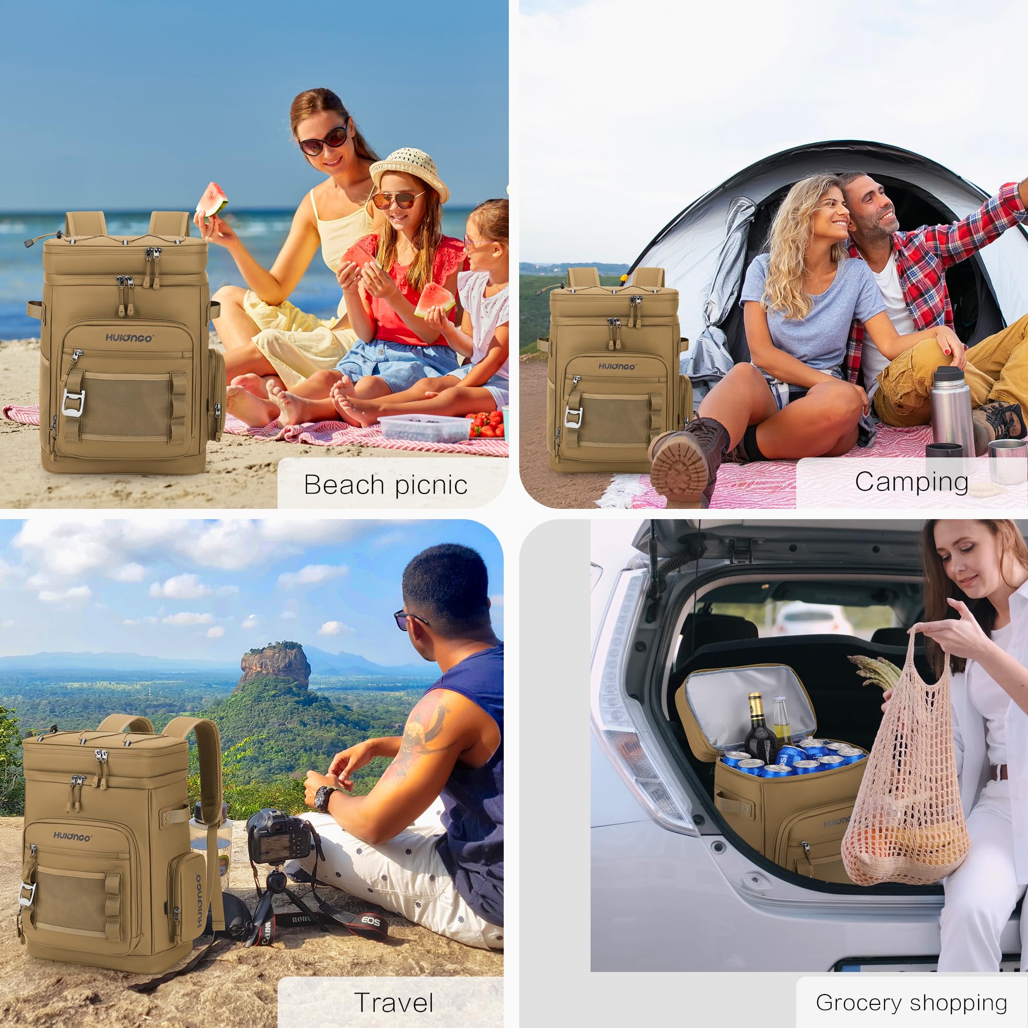 Large 30L Waterproof Insulated Cooler Backpack for Men & Women - Leak Proof Picnic, Camping, Beach, Fishing & Travel Backpack - Holds 48 Cans - Perfect for Outdoor Adventures, Tailgating & Road Trips