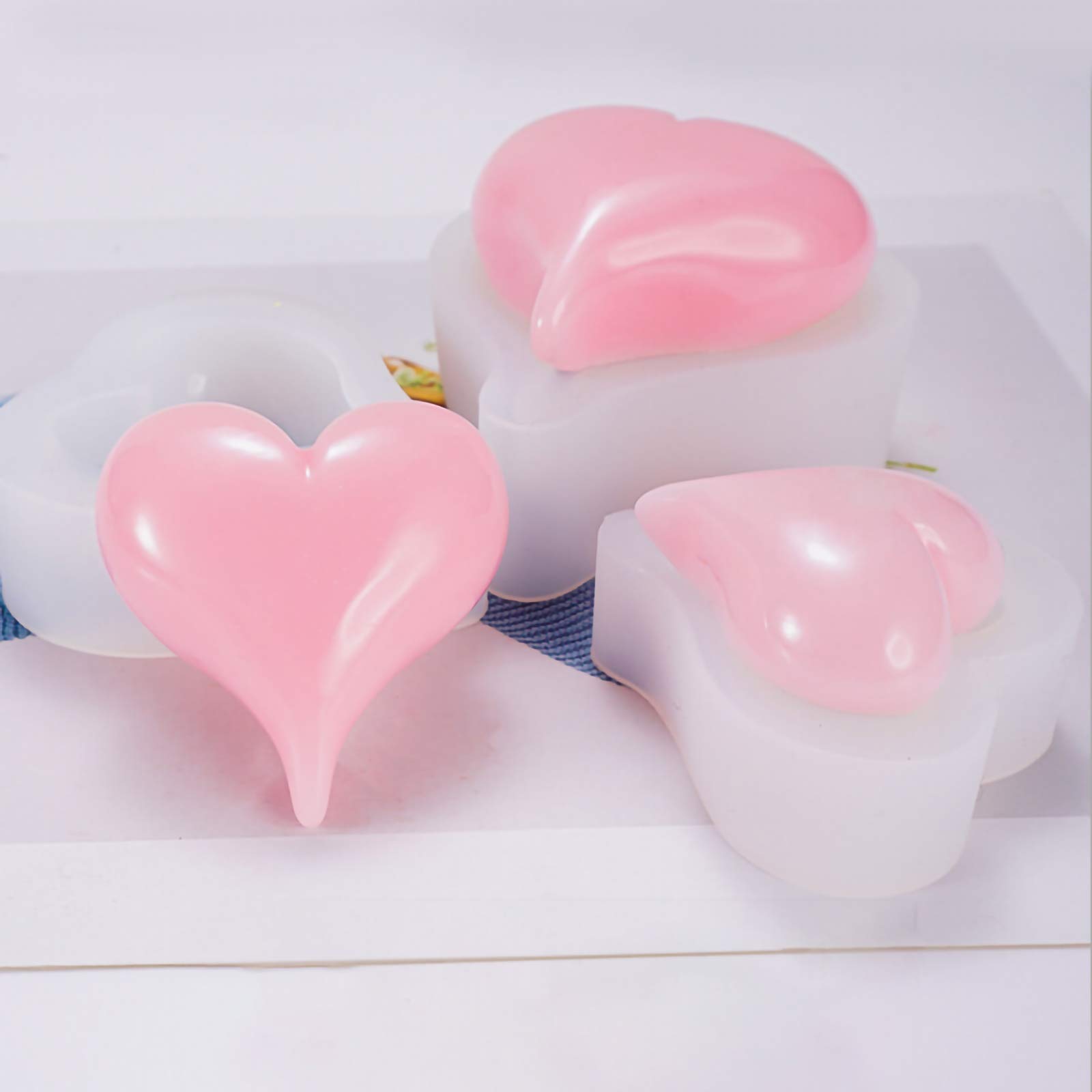 WANDIC 3-Piece Heart Shaped Epoxy Resin Silicone Molds Set - DIY Jewelry Making, Cake Decorating, Soap & Ice Cube Craft Kit | Perfect for Valentine's Gifts, Wedding Favors, and Home Decor Projects