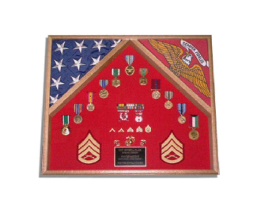 Military Shadow Box Display Case - Flags & Connections for Wall Decor, Veteran Gifts & Home Office Display