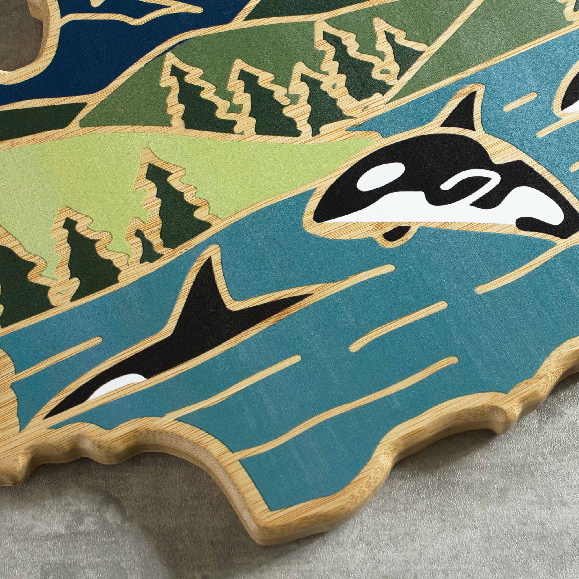 Washington State Themed Cutting Board with Artwork by Summer Stokes - Perfect for Kitchen Prep, Charcuterie Boards & Home Decor
