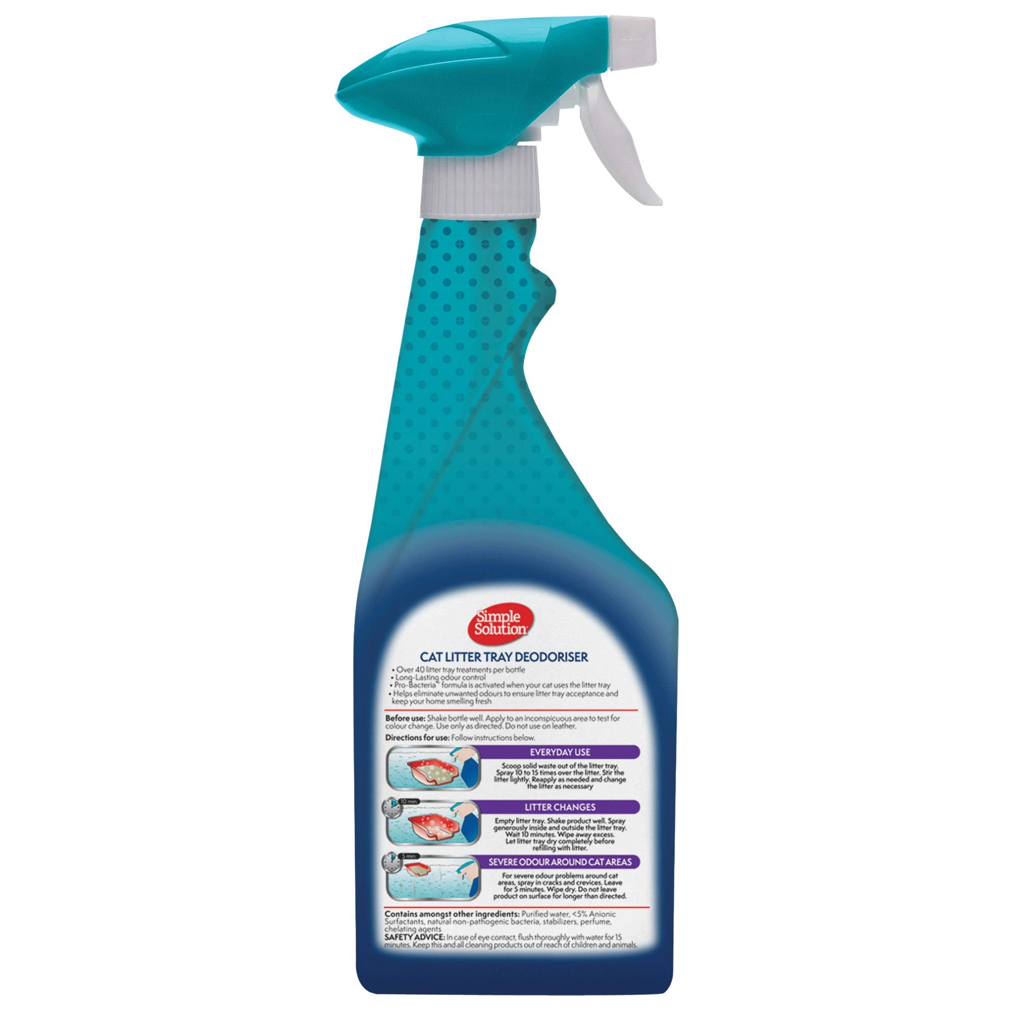 Simple Solution Cat Litter Odor Eliminator with Enzymatic Cleaning - 500ml | Eliminates Pet Odors in Litter Boxes, Homes & Multi-Cat Households