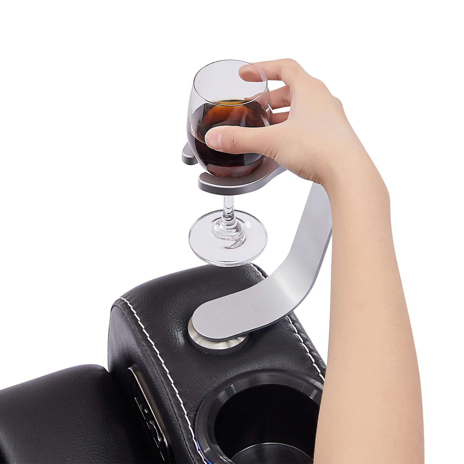 Premium Home Theater Seating with Swivel Wine Glass Holder - Silver Sofa Accessories for Movie Nights & Entertainment Rooms