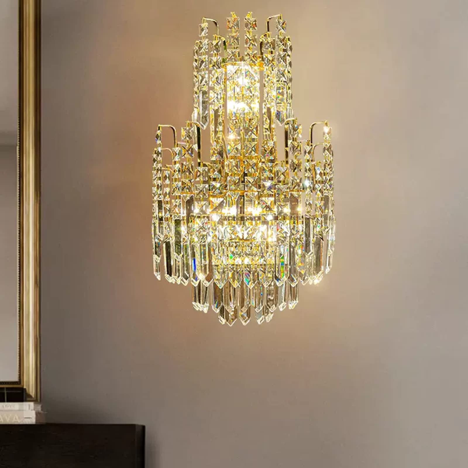Luxury Crystal Wall Lamp - Elegant TV Background Light for Living Room & Corridor, Modern Wall Sconce Lighting Fixture | Perfect for Home Decor, Bedroom, Hallway & Hotel Ambiance