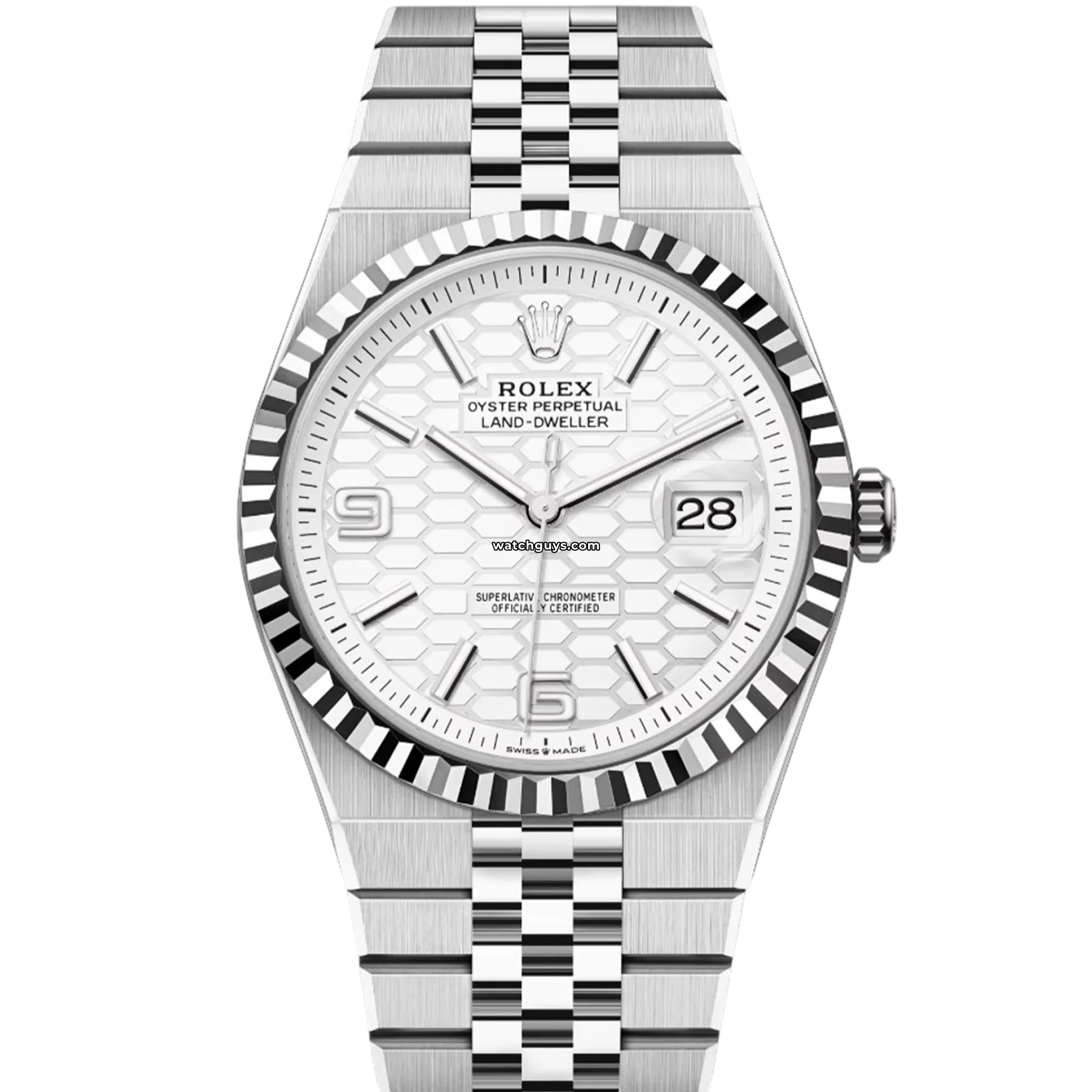 Rolex Datejust 36 127334 Stainless Steel Watch with White Honeycomb Dial - Perfect for Business, Formal Events & Luxury Gifting