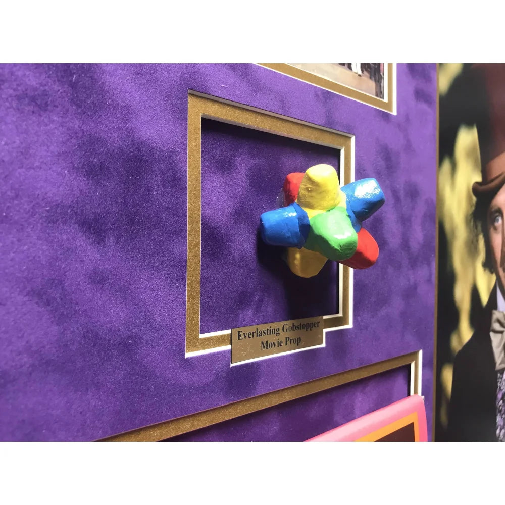 Authentic Gene Wilder Signed Golden Ticket Willy Wonka Framed Collage with PSA COA & Gobstopper - Perfect for Movie Memorabilia Collectors and Chocolate Factory Fans