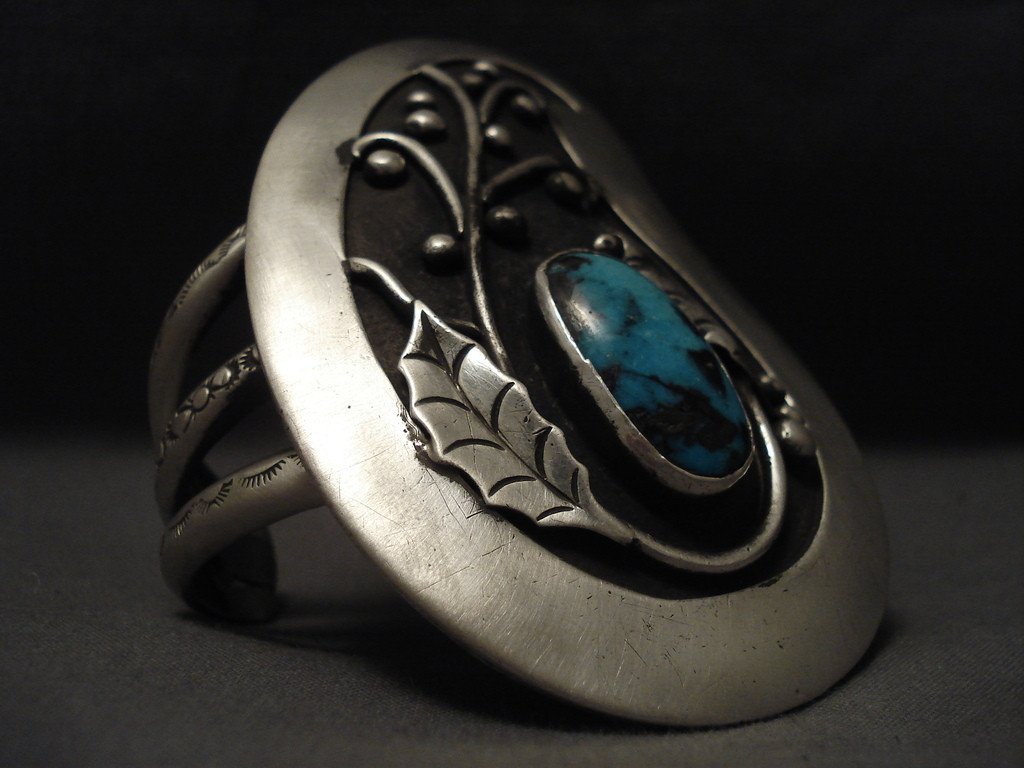 147 Gram Giant Vintage Navajo Bisbee Turquoise Native American Jewelry Silver Bracelet