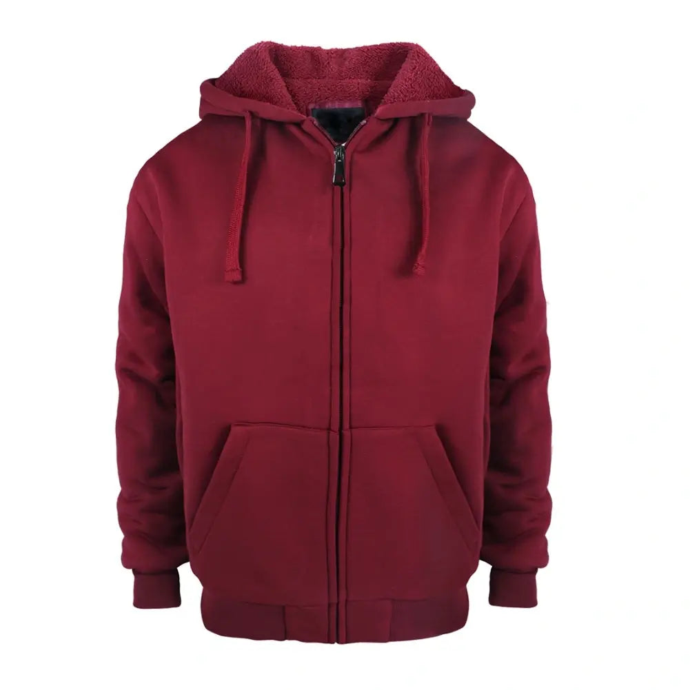 Men's Sherpa Lined Full Zip Hoodie - Warm Fleece Jacket for Winter - Cozy Pullover for Outdoor Activities & Casual Wear