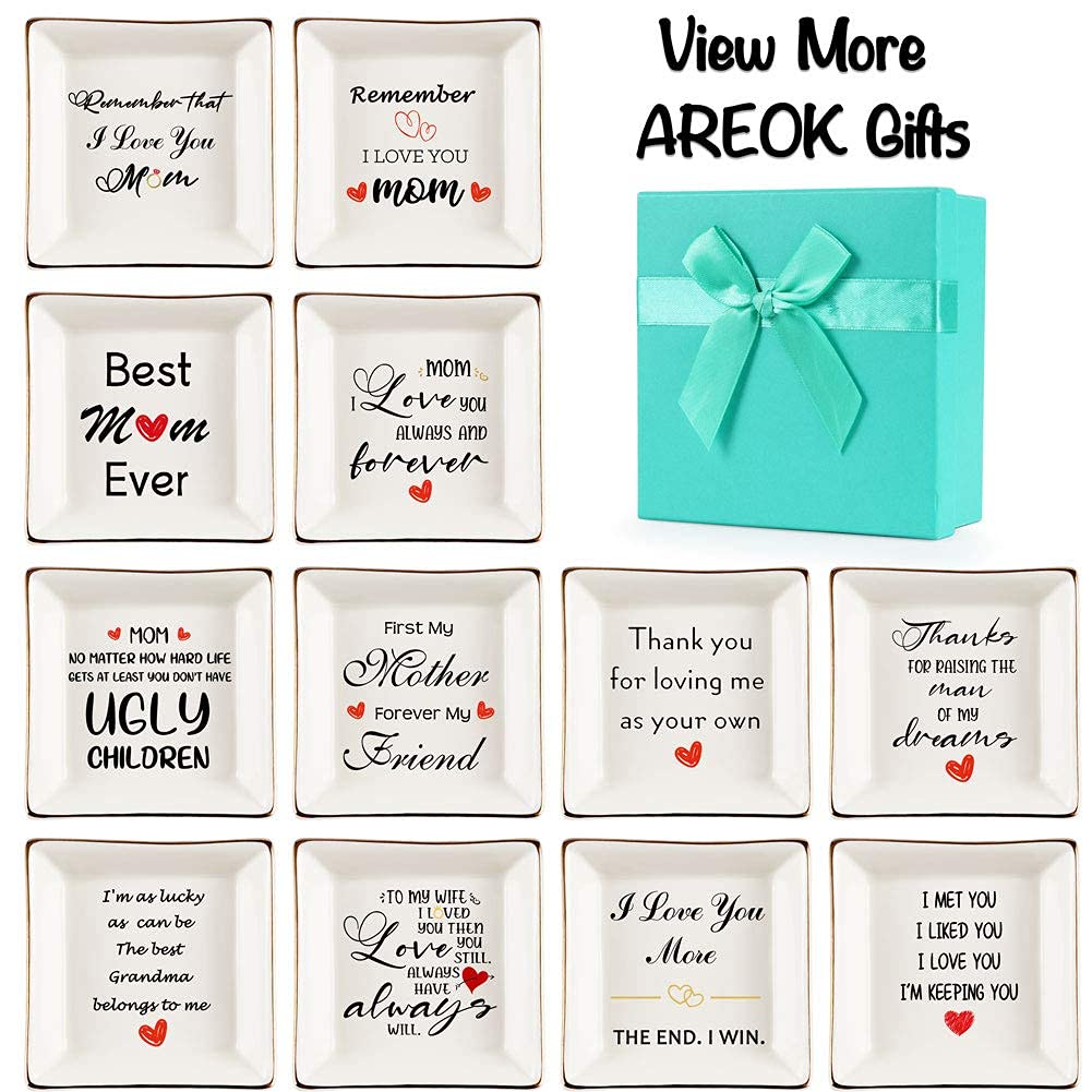 Best Birthday Gifts for Wife - Thoughtful Anniversary Jewelry Tray & Ceramic Ring Dish Holder - Perfect Gift for Mom from Daughter or Son - Great for Home Decor & Jewelry Organization