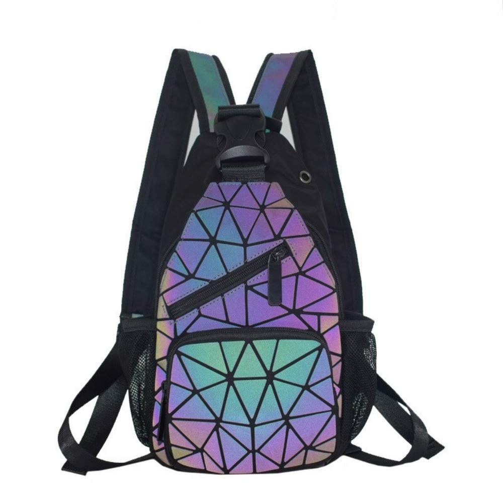 Women's Geometric Luminous Crossbody Bag - Color Changing Reflective Purse & Mini Backpack - Stylish Night Out & Festival Accessory for Parties, Concerts & Rave Events
