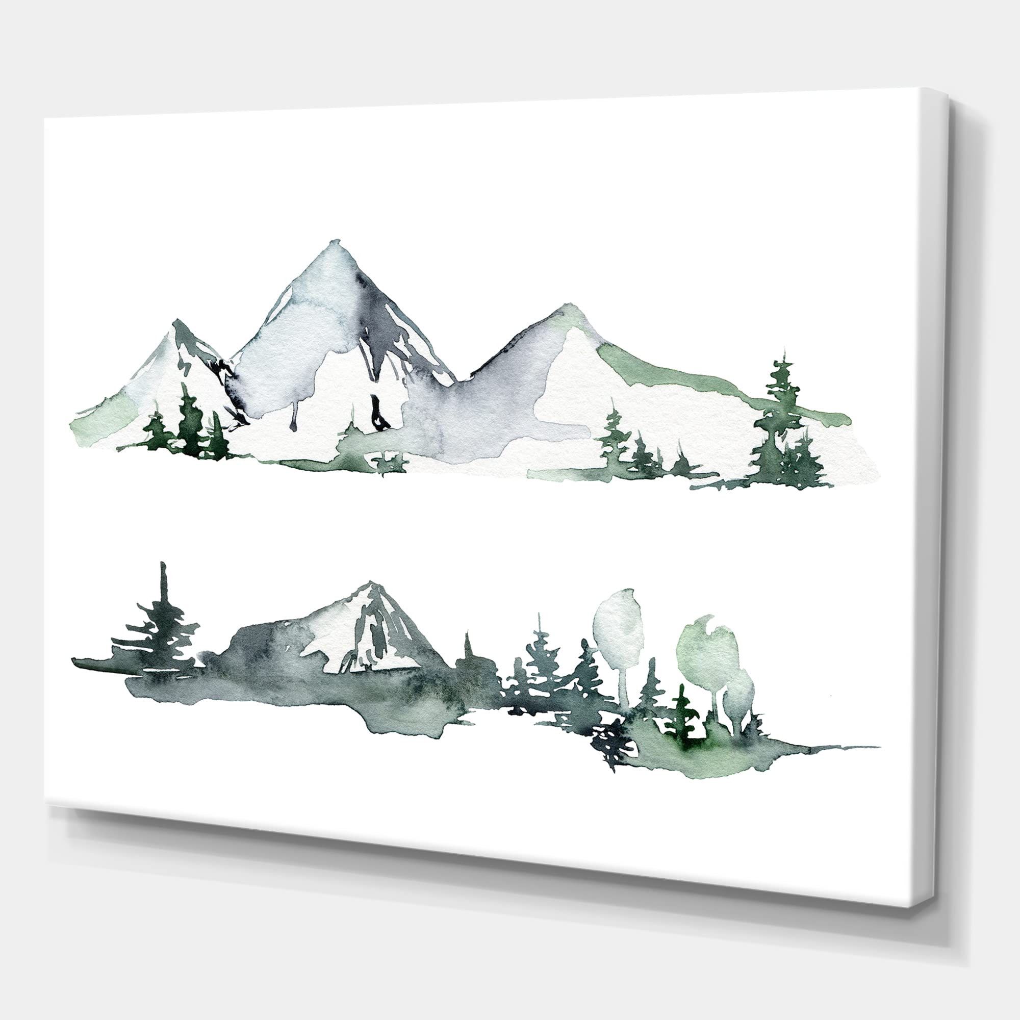 DesignQ Winter Dark Blue Mountain Landscape With Trees II Modern Canvas Wall Art - Premium Home Decor for Living Room, Bedroom & Office - Nature Inspired Wall Painting for Cozy Interior Design