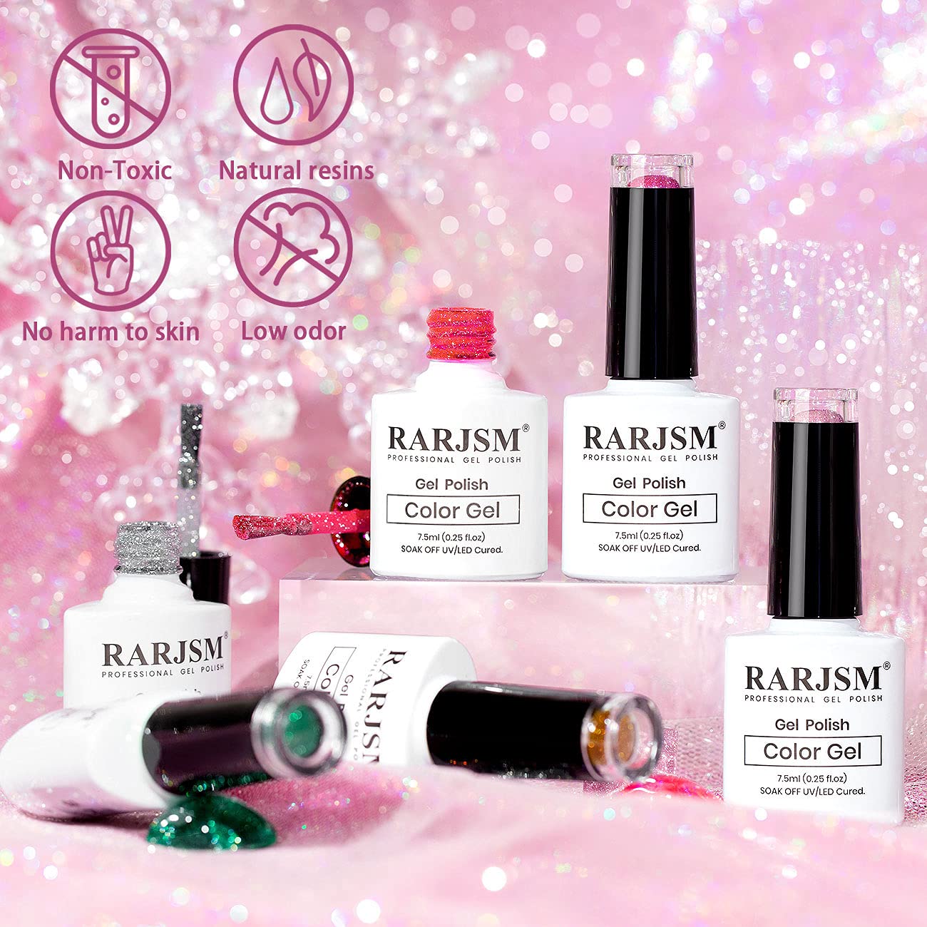 Glitter Gel Nail Polish Set 6PCS - Shiny Diamond Nail Art for Manicure & Party