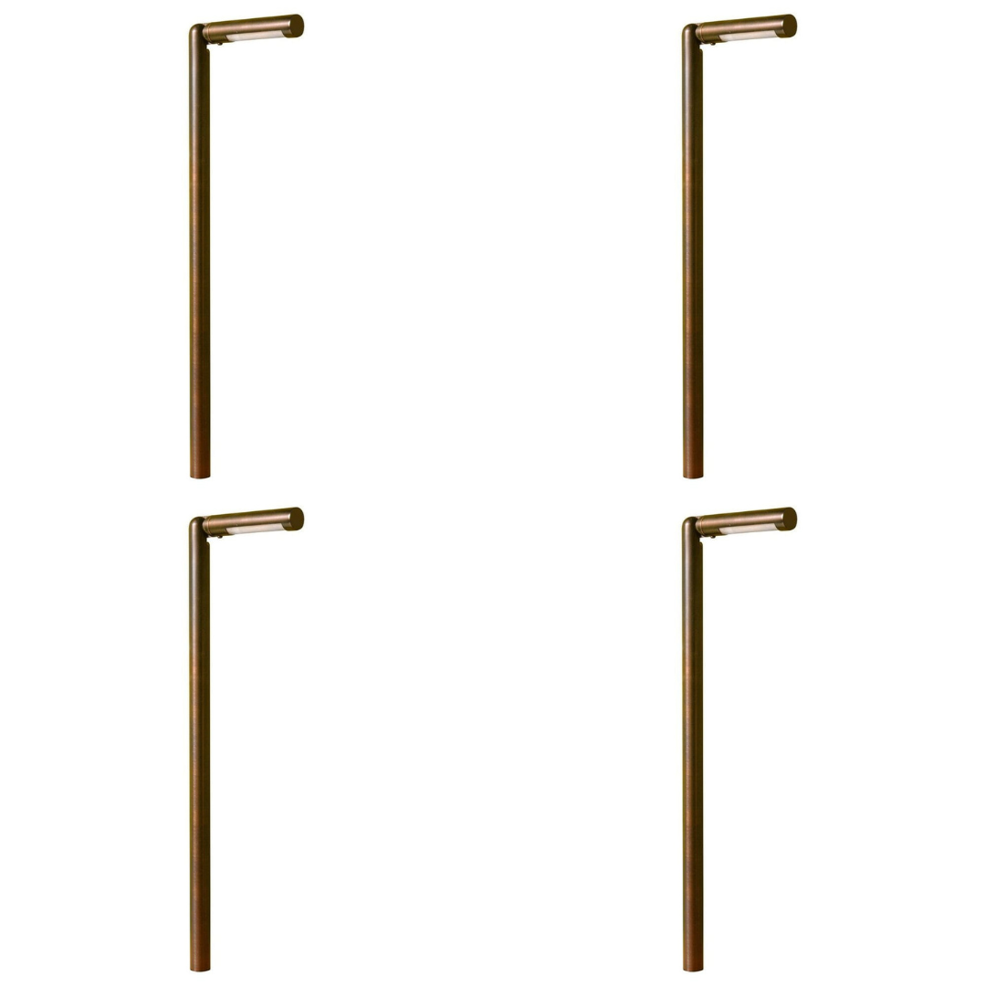 PLB16 4x/8x/12x Adjustable Brass Round L-Shaped Low Voltage Pathway Light - 3W 3000K Warm White LED Landscape Lighting for Garden, Walkway, and Driveway