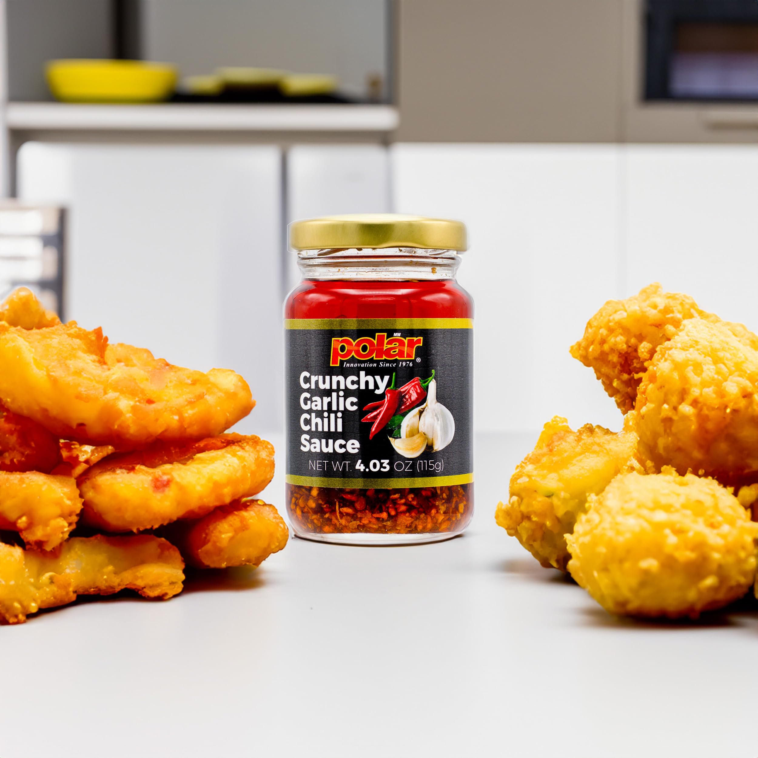 **Polar Crunchy Garlic Chili Sauce 4.03oz (Pack of 1) – Extra Crispy Chili Oil, Umami Topping – Vegan, No MSG – Perfect for Noodles, Dumplings, Rice & Stir-Fry**