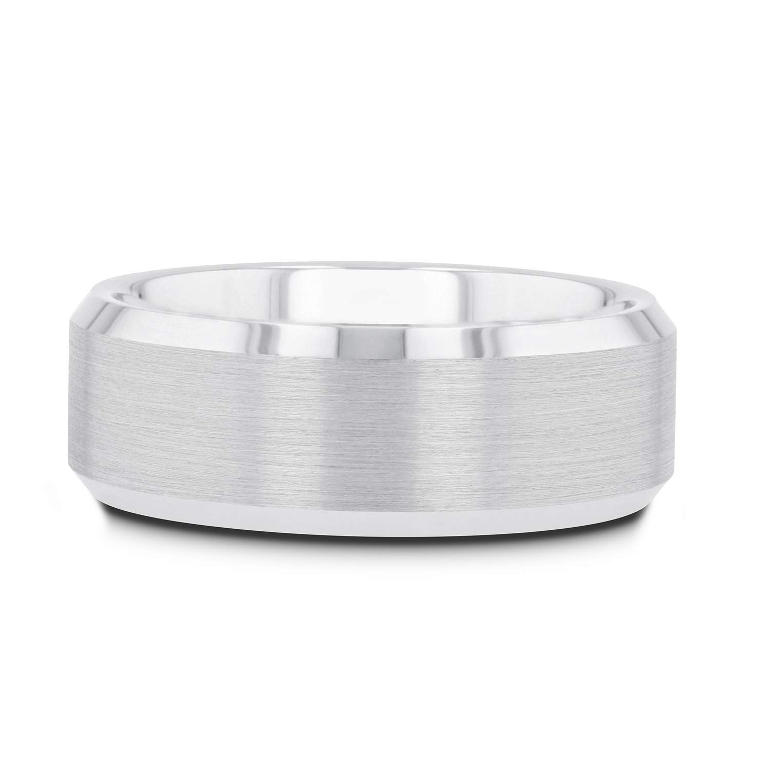 Premium Tungsten Carbide Wedding Band - Flat Beveled Edges with Brushed Center (SHEFFIELD Style) | Durable Men's Ring for Everyday Wear & Special Occasions