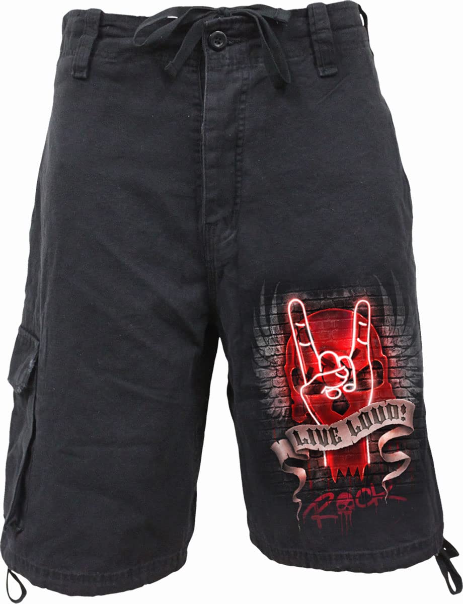 Vintage Cargo Shorts for Men - Spiral Live Loud Black Casual Cargo Pants with Multiple Pockets | Perfect for Outdoor Adventures, Streetwear Fashion & Summer Travel