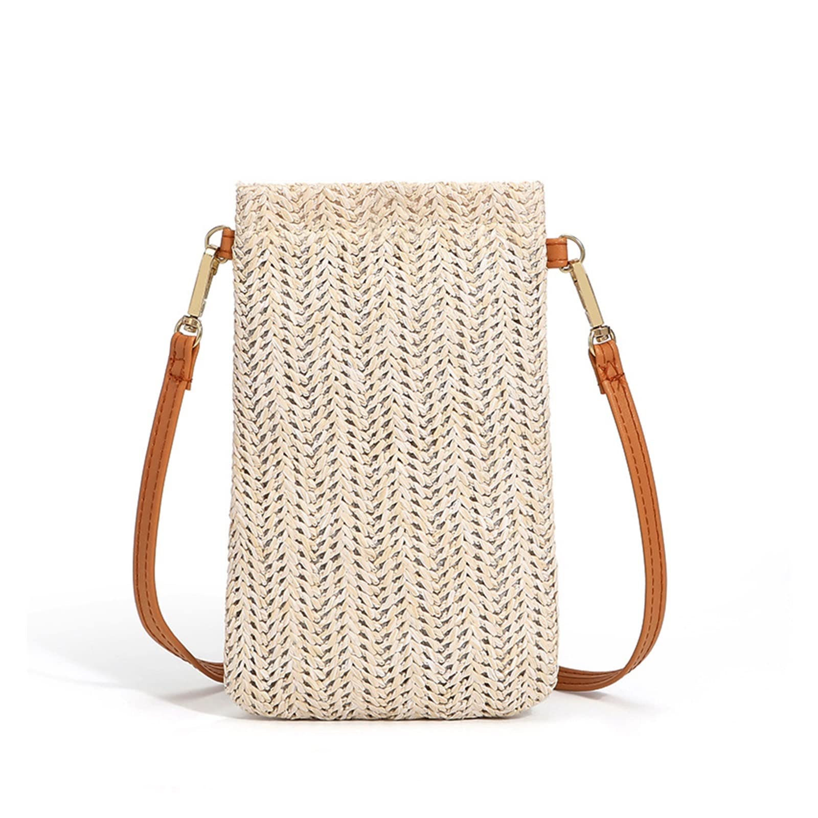 Stylish Women's Woven Straw Messenger Bag - Bohemian Beach Rattan Shoulder Purse with Small Coin Pouch - Perfect for Summer Outings, Travel & Beach Vacations (White, One Size)