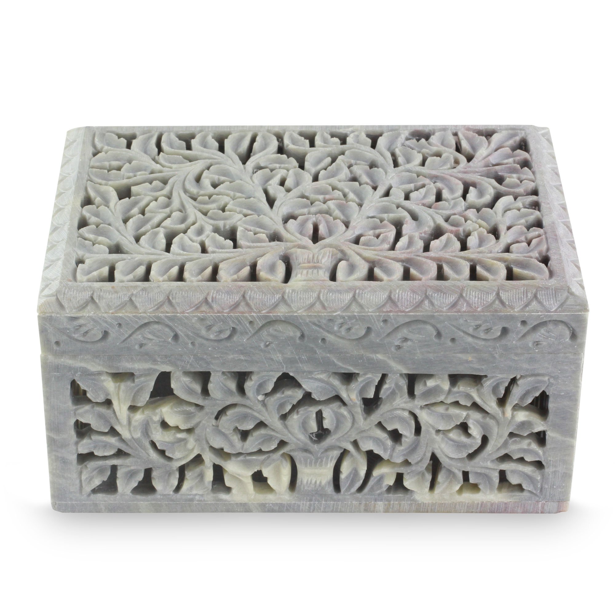 NOVICA Handcrafted Honeysuckle Soapstone Jewelry Box - Exquisite Gift Box for Necklaces, Rings & Earrings - Perfect for Home Decor, Wedding Gifts & Travel Storage