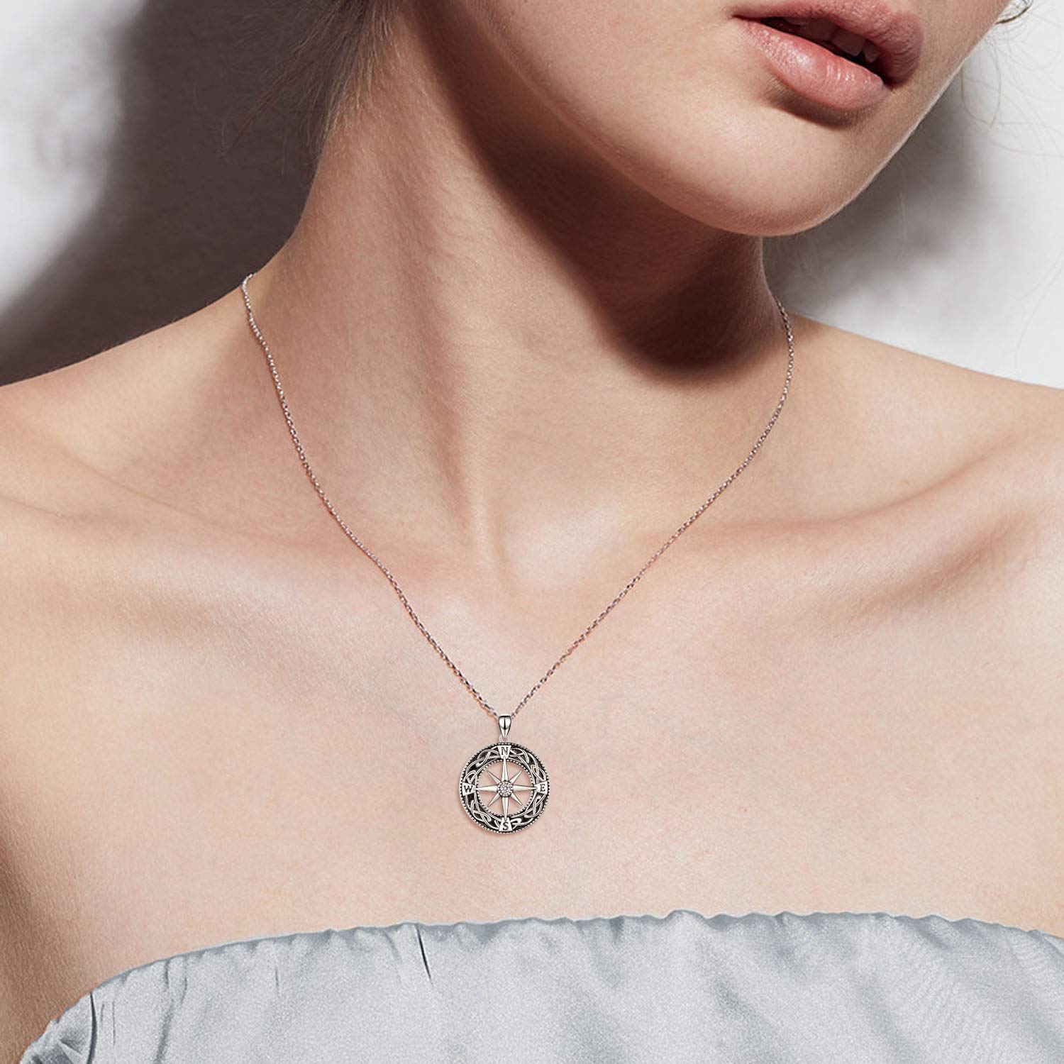 ONEFINITY Sterling Silver Celtic Knot Compass Necklace & Bracelet Set - Inspirational Graduation Gift, Friendship Talisman, Travel Jewelry for Women & Girls - Perfect for Graduation, Travel Adventures & Meaningful Gifts