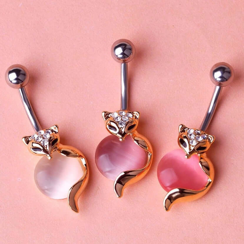 Stylish Fox Belly Button Rings - 316L Surgical Steel Navel Piercing Jewelry for Women | Perfect for Parties, Beach Outings & Everyday Wear