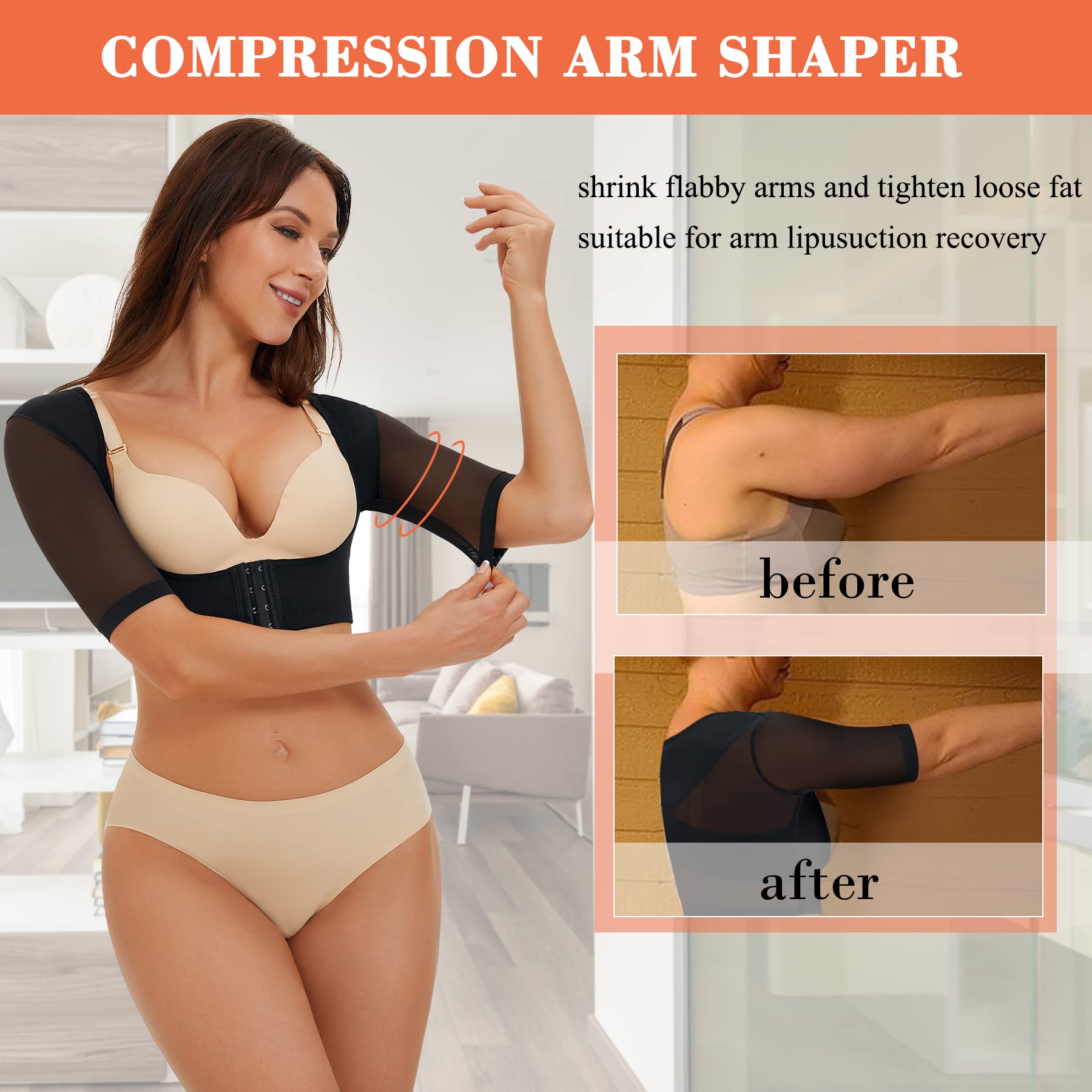 Post Surgery Arm Compression Sleeves - LANCS Upper Arm Shaper for Liposuction Recovery, Posture Corrector & Back Support Shapewear - Ideal for Post-Op Care, Lipo Garment & Body Contouring
