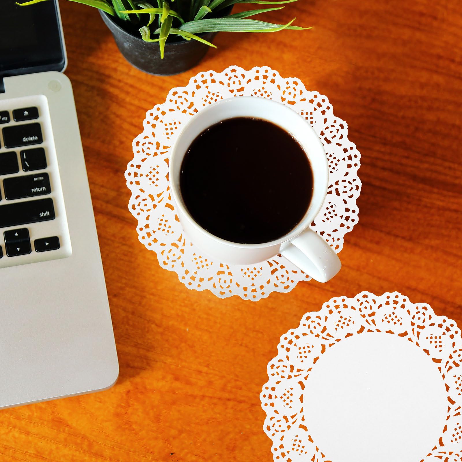 100 Pcs White Lace Paper Doilies 6.5 Inch Round Disposable Decorative Placemats - Perfect for Wedding Decor, Birthday Party, Cake & Dessert Display, Table Setting, and Food Presentation