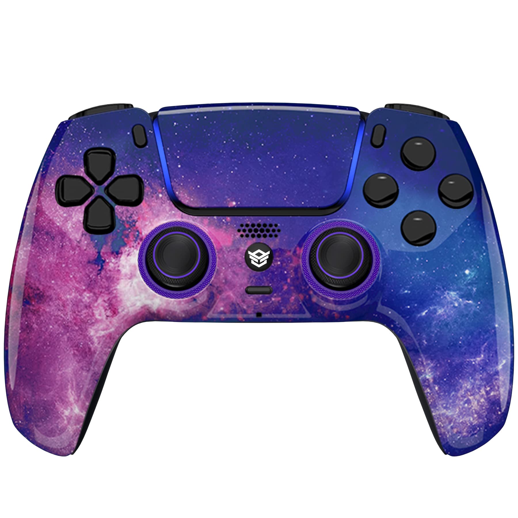 HEXGAMING ULTIMATE Wireless PS5/PS4 Controller with Back Buttons, Mouse-Click Triggers & Interchangeable Thumbsticks - Purple Galaxy Design | Perfect for Competitive Gaming & Long Play Sessions