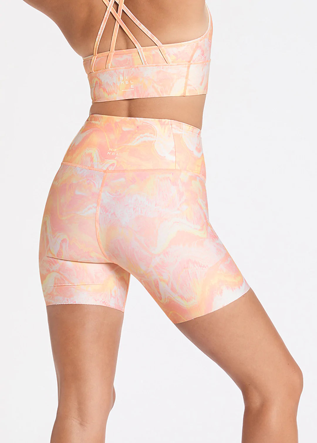 Zoom Bike Shorts for Women - High Waist Peach Swirl Cycling Shorts - Perfect for Gym, Running, Yoga & Outdoor Activities