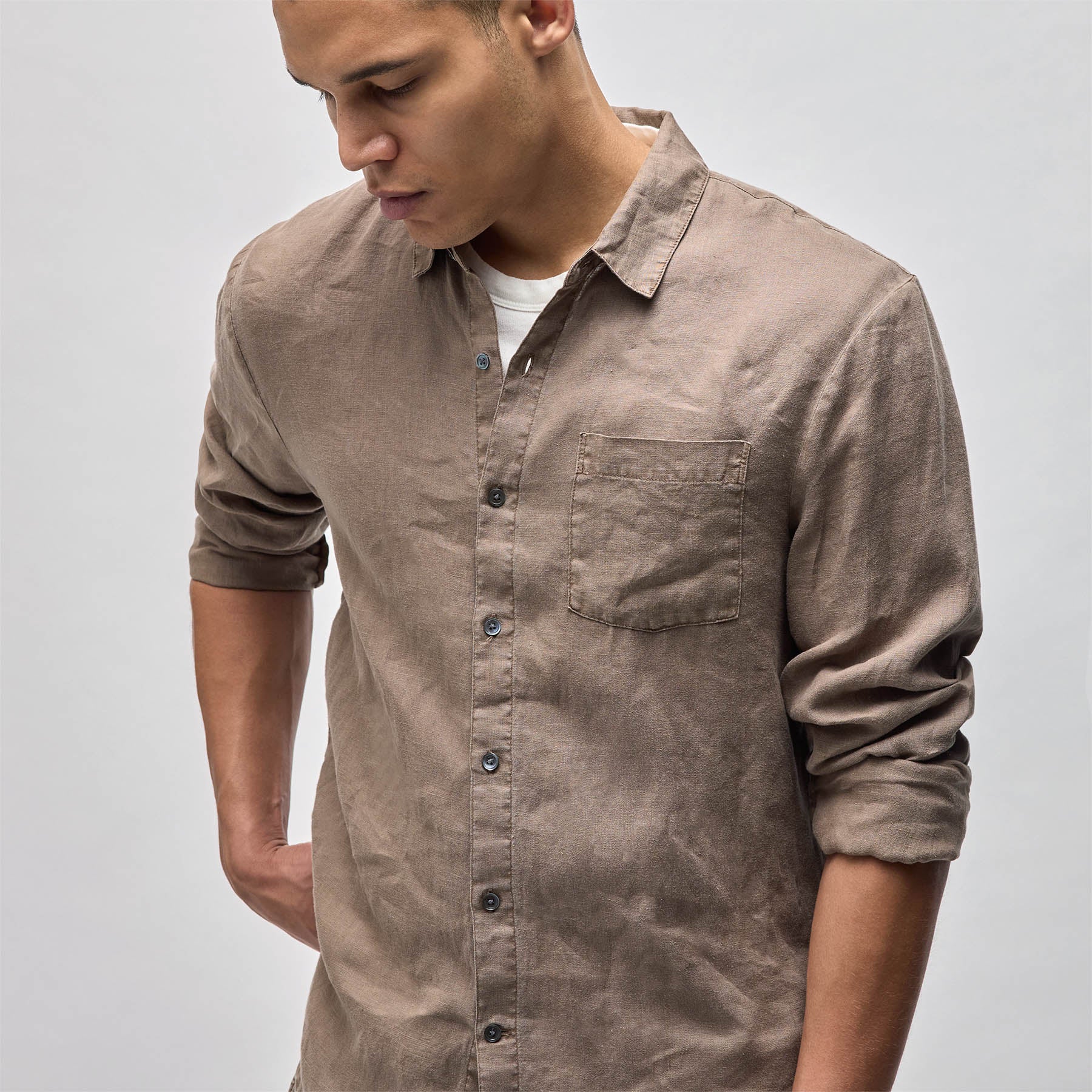Lightweight Linen Shirt for Men - Breathable Cargo Pigment Casual Button Up - Perfect for Summer Travel & Outdoor Activities