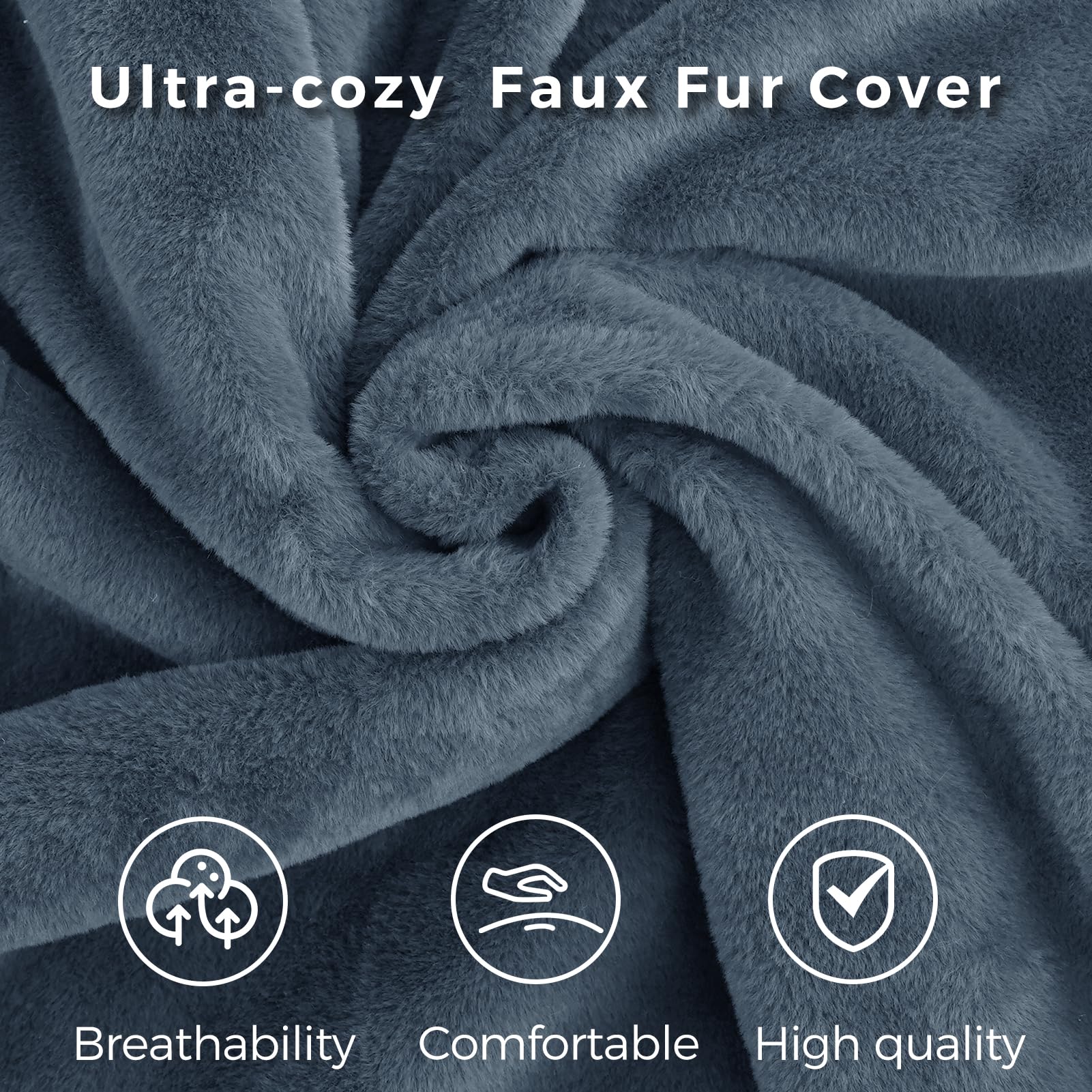 MAXYOYO Extra Thick Folding Bean Bag Sofa Bed - 54x95 Inch Large Floor Mattress for Adults with Washable Faux Fur Cover, Dusty Blue - Perfect for Bedroom, Living Room, Dorm & Guest Room - Versatile as Floor Couch, Lounger or Temporary Guest Bed