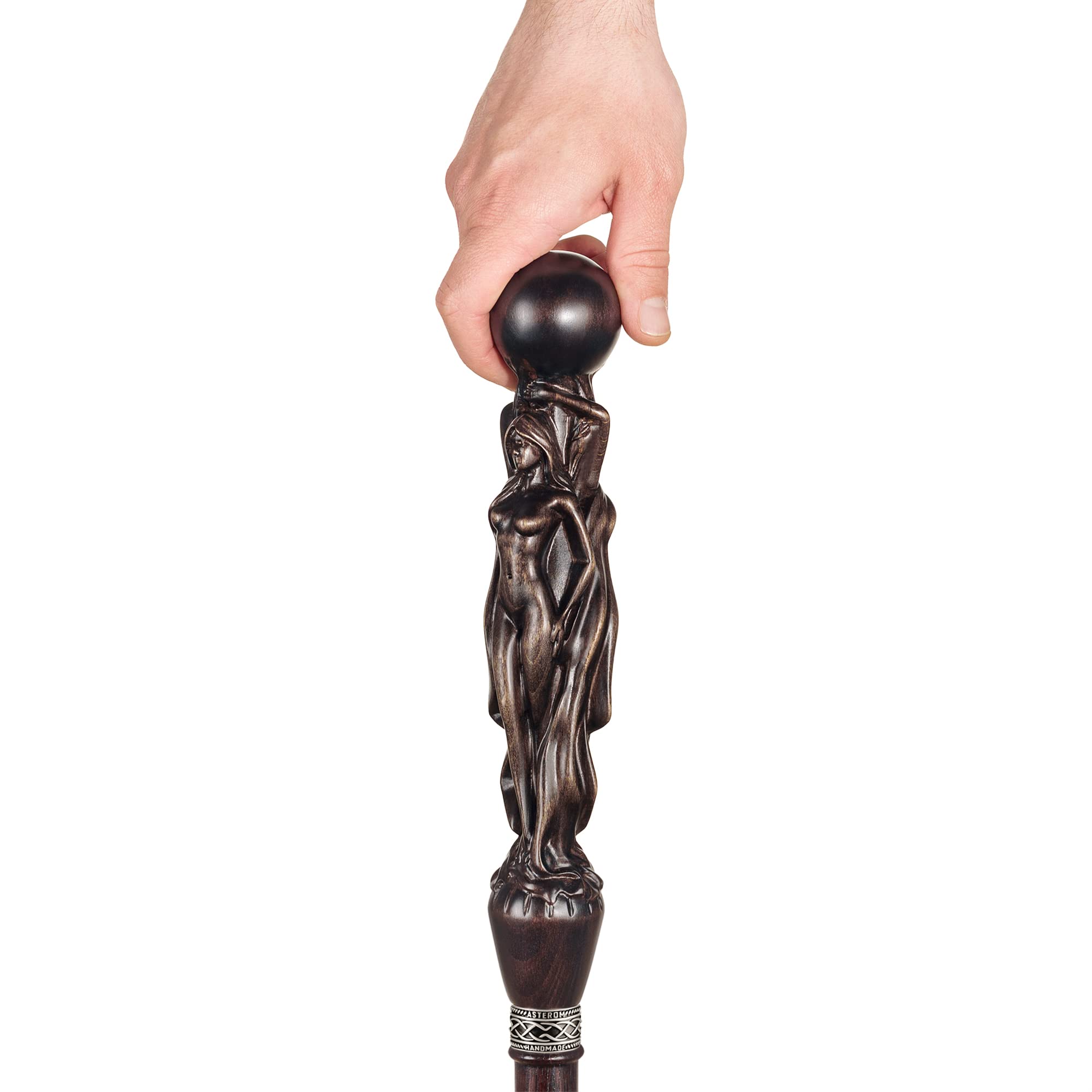 Handcrafted Wooden Walking Cane for Men - Gemini Design - Unique Carved Walking Stick - Fashionable Mobility Aid for Seniors & Style-Conscious Gentlemen - Perfect for Hiking, Travel & Everyday Support