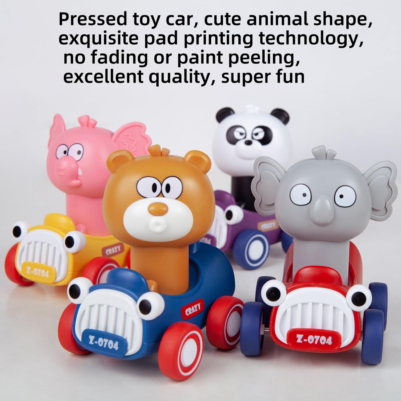 Press and Go Animal Toy Cars for Toddlers 1-3 Years Old - 4 Pack Pull Back Vehicles for 1 2 3 Year Old Boys & Girls - Perfect Birthday Gift & Early Learning Toy for 12-18 Month Babies - Fun Playtime for Home, Daycare or Travel