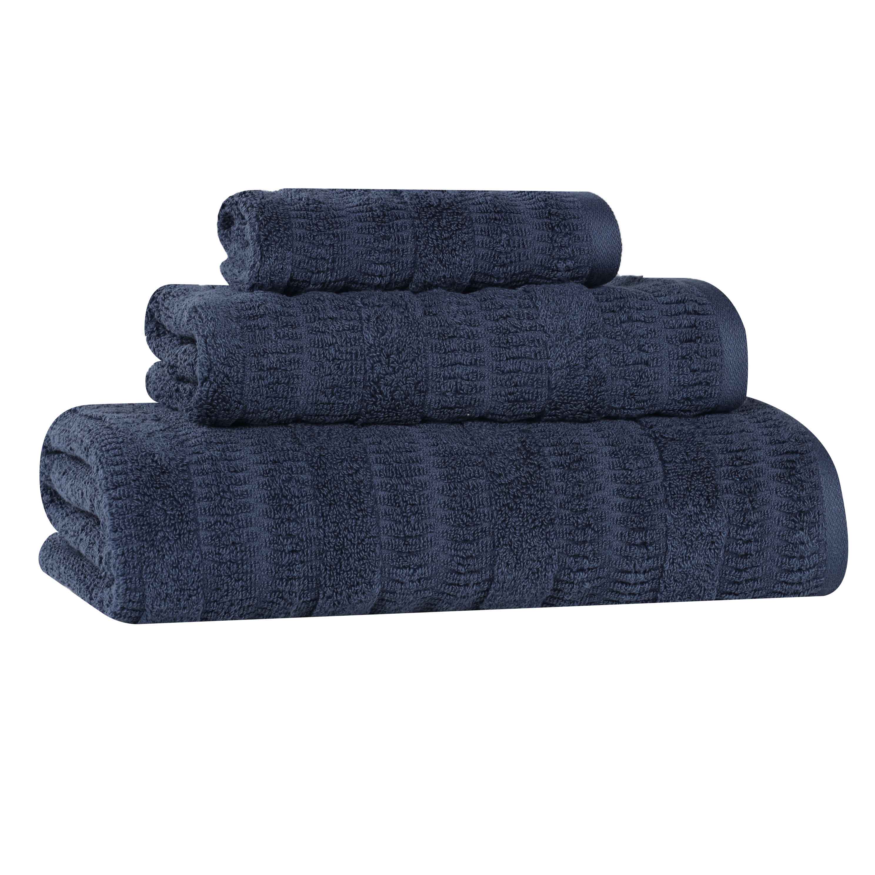 Premium 3-Piece Cotton Ribbed Towel Set - Soft, Absorbent & Quick-Drying Bath Towels for Spa, Gym & Luxury Home Use